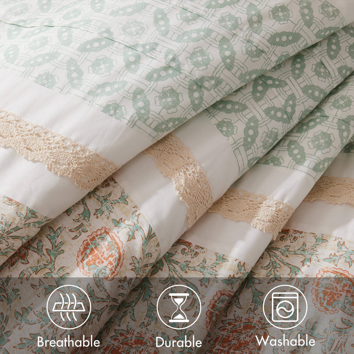 9 Piece Cotton Percale Comforter Set Coral King