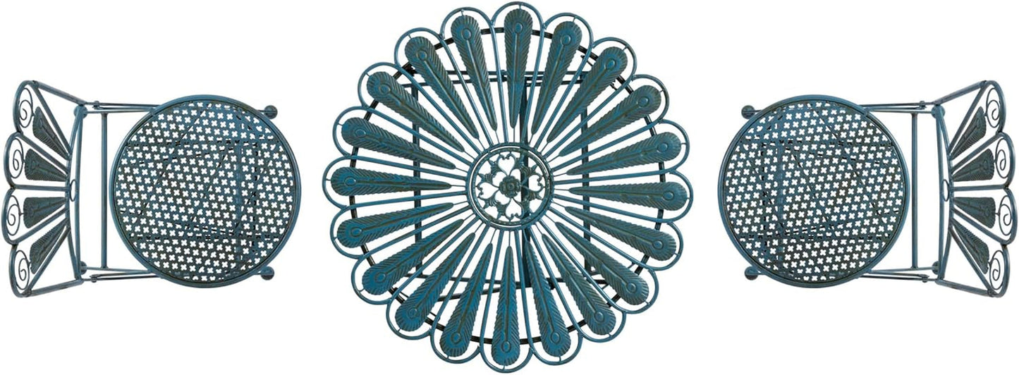 Bistro Set 3 Piece Light Blue Outdoor Patio Furniture