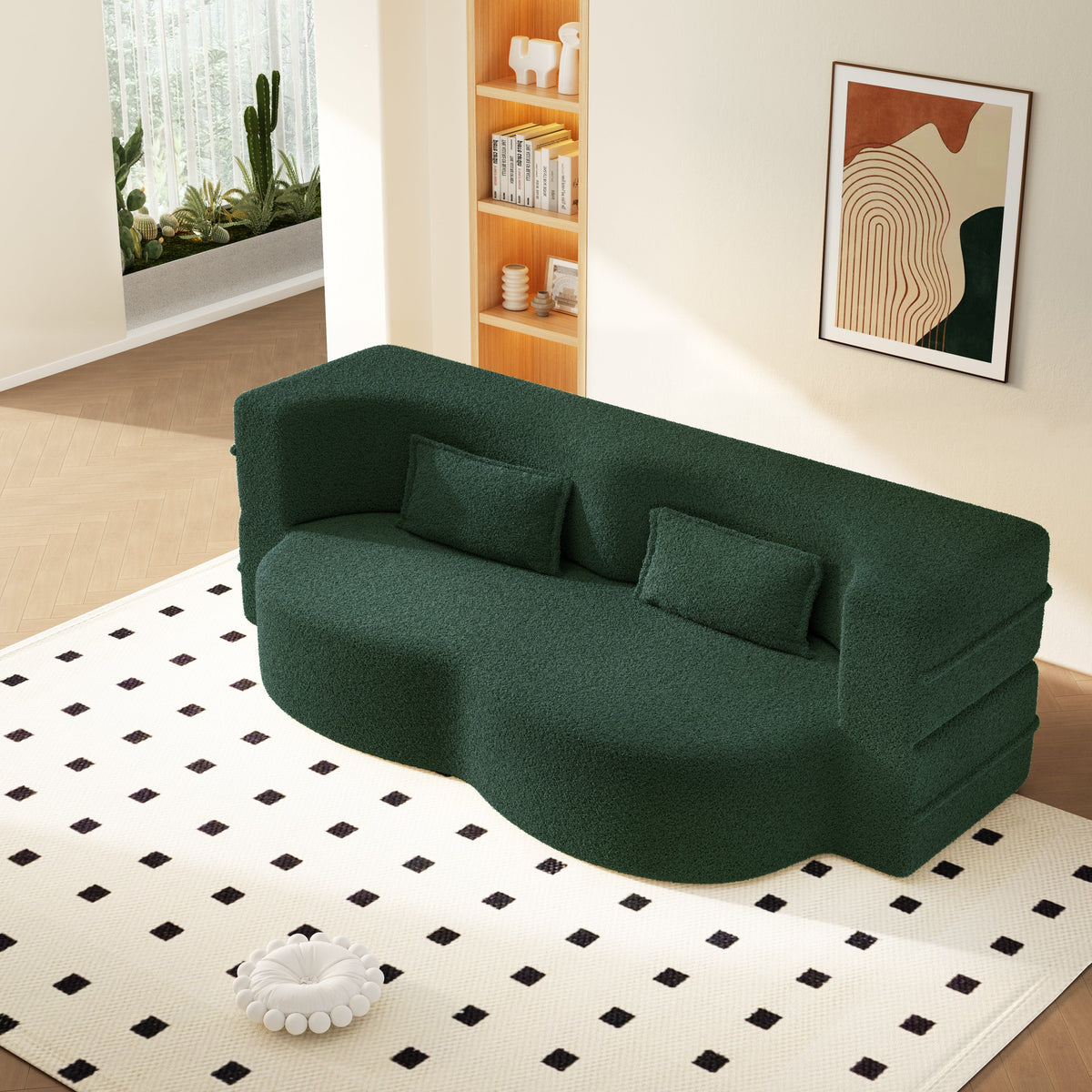 Modern Floor Sofa with 2 Pillows