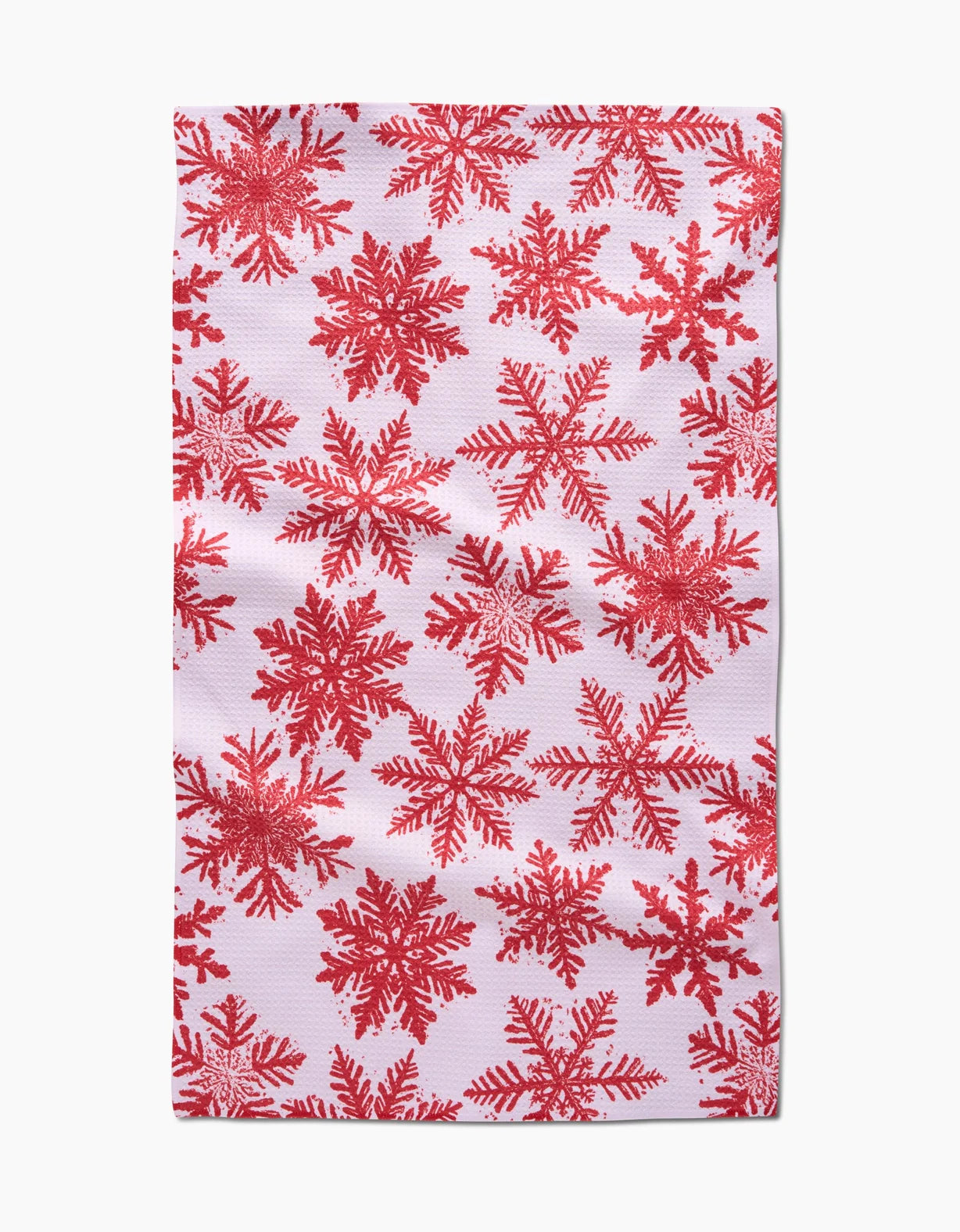 Snowy Days Red Geometry Tea Towel