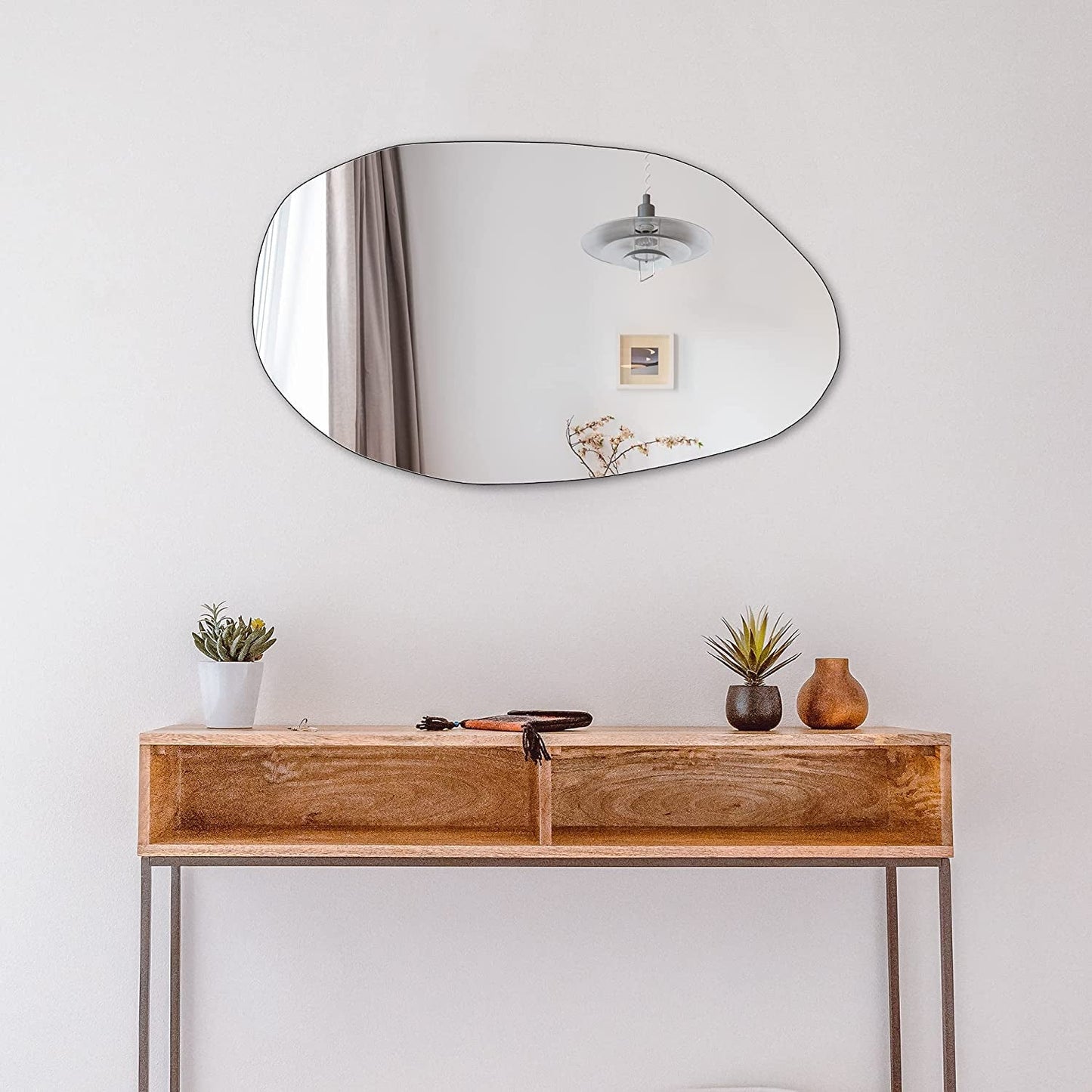 Asymmetrical Frameless Wall Mirror For Living Room 19.5 x 33.5 Inches