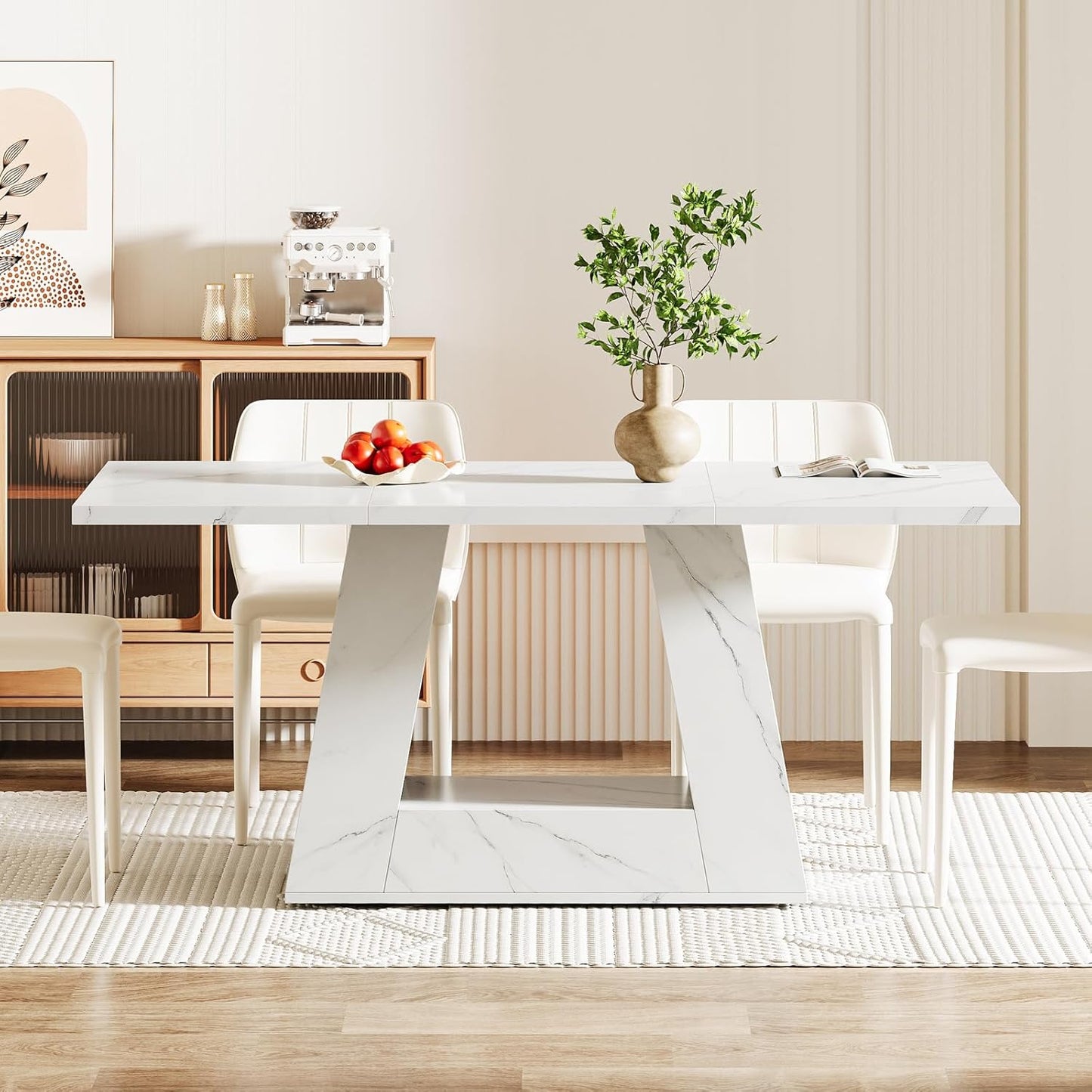 63" Modern Rectangular Dining Table for 4 to 6 People