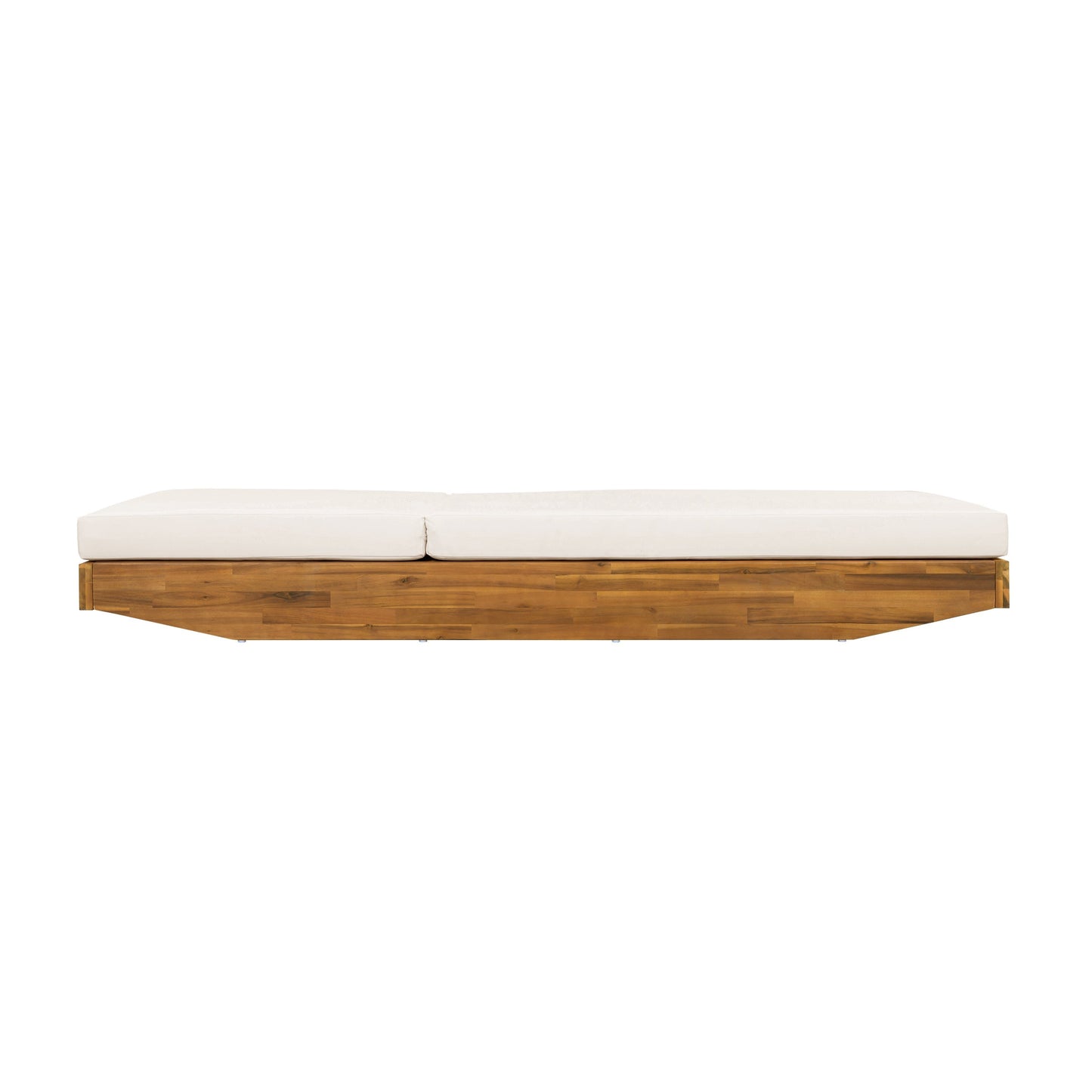Acacia Wood Chaise Lounge with Cushion - Teak Finish