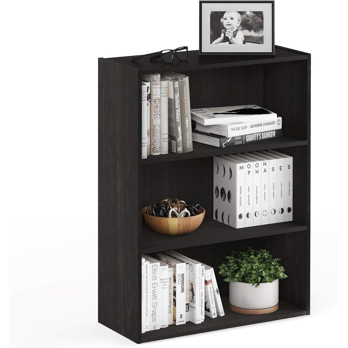 Pasir 3 Tier Open Shelf Bookcase In Espresso Finish