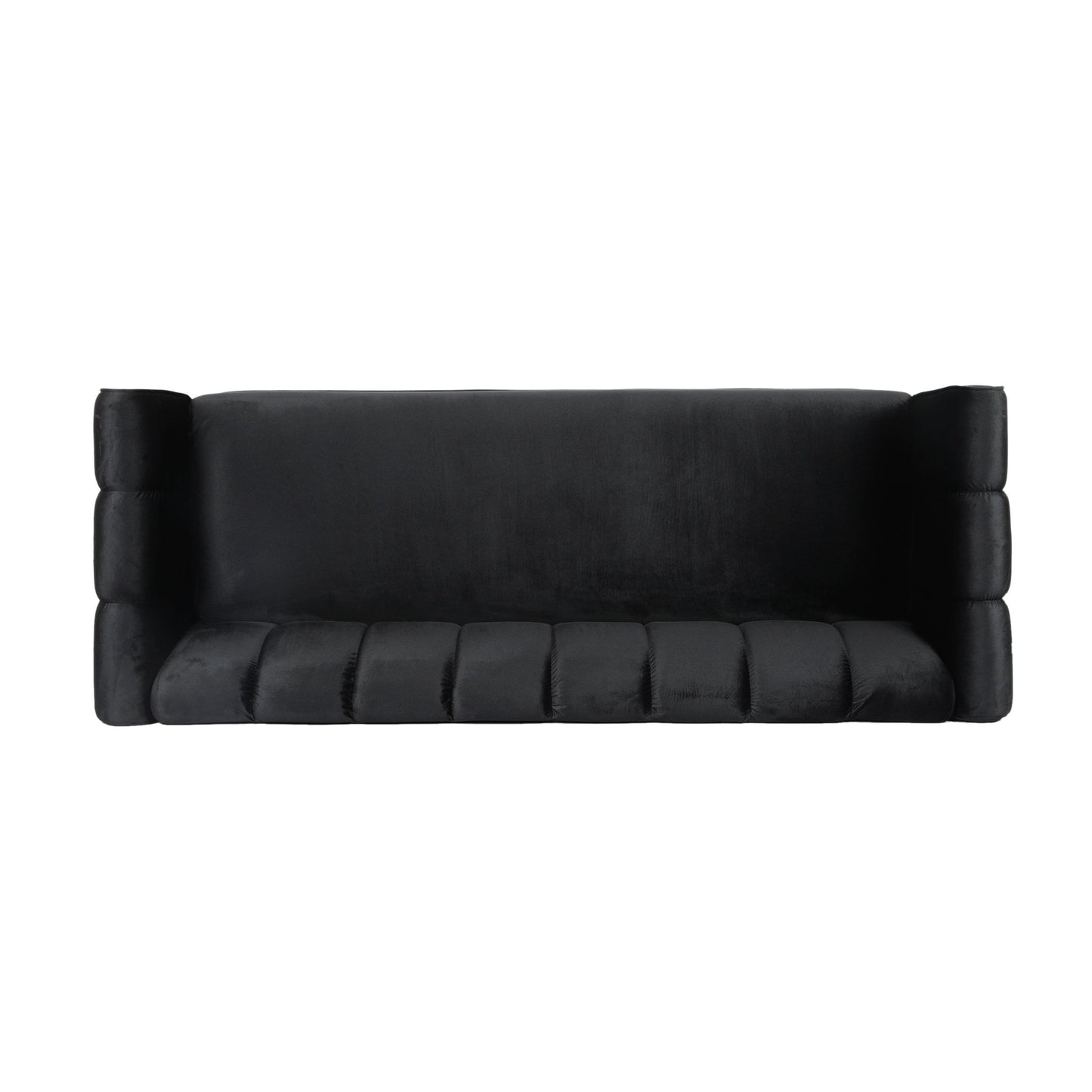 Miranda Modern Glam Velvet 3-Seater Sofa in Black with Birch Wood Legs