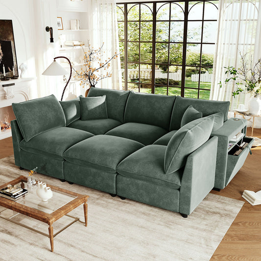 Modern Sectional Sofa Modular Sofa with Movable Ottoman