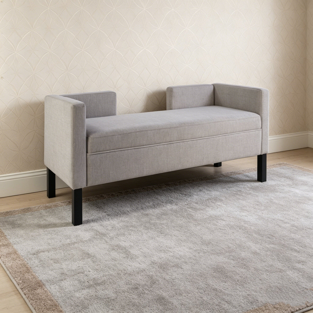 50" Ottoman with 2 Bolster Pillows & Wood Legs