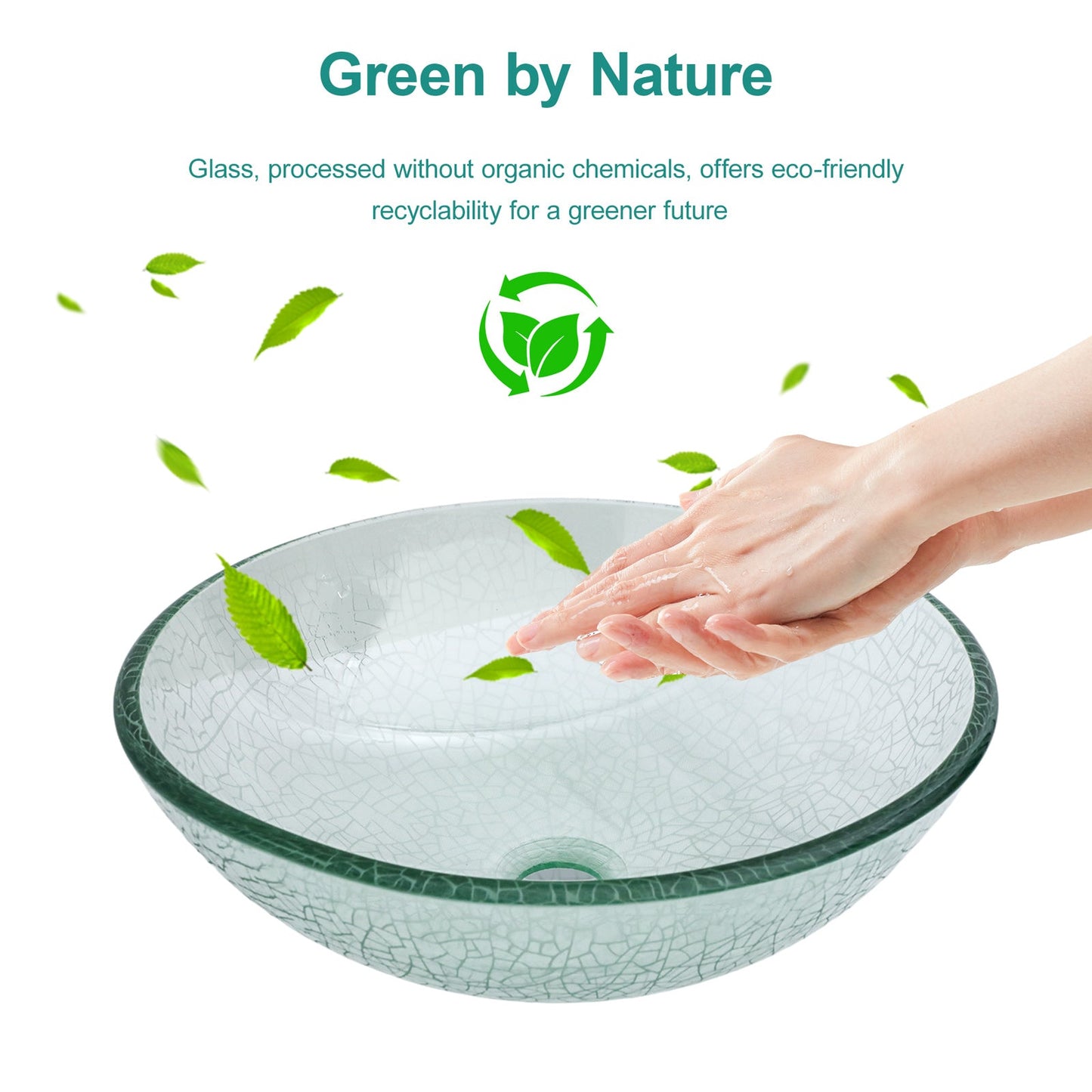 Bathroom Artistic Tempered Crackle-Glass Vessel Sink