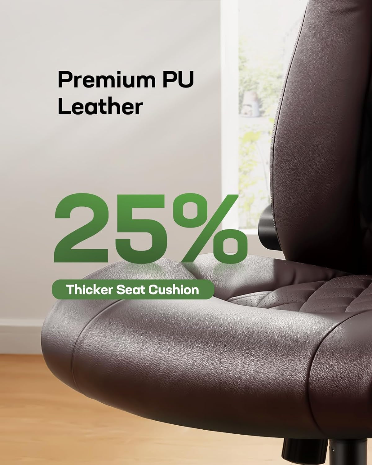 Executive PU Leather Office Chair With Flip Up Armrests