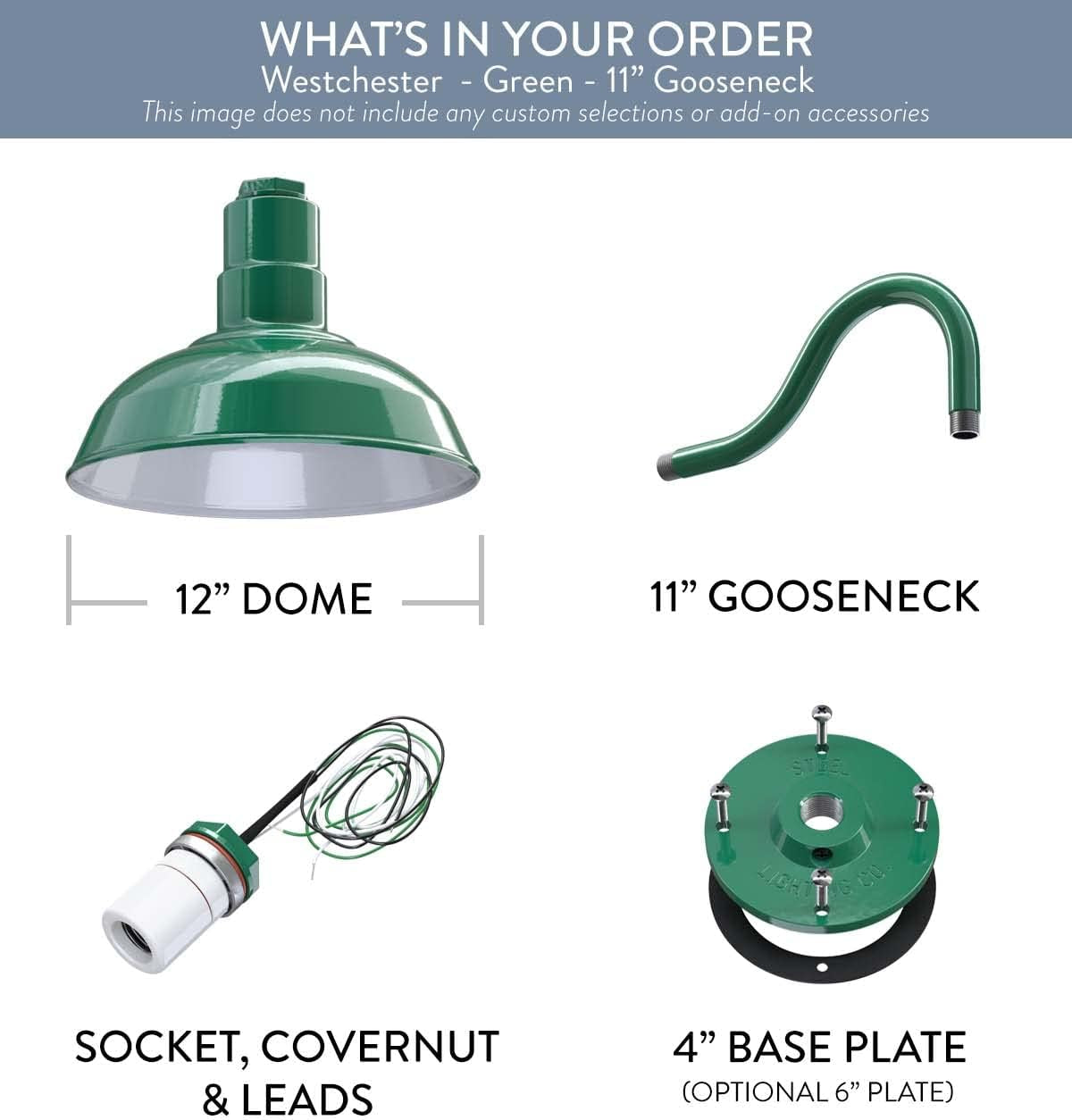 Outdoor Wall Mounted 12 Inch Dome Gooseneck Light