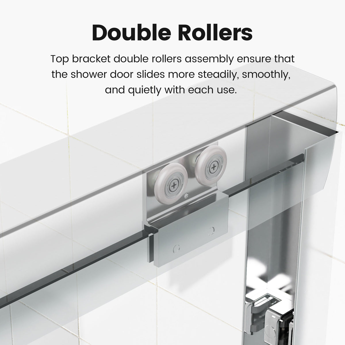 44"-48"W x 72"H Semi-Frameless Double Sliding Shower Door