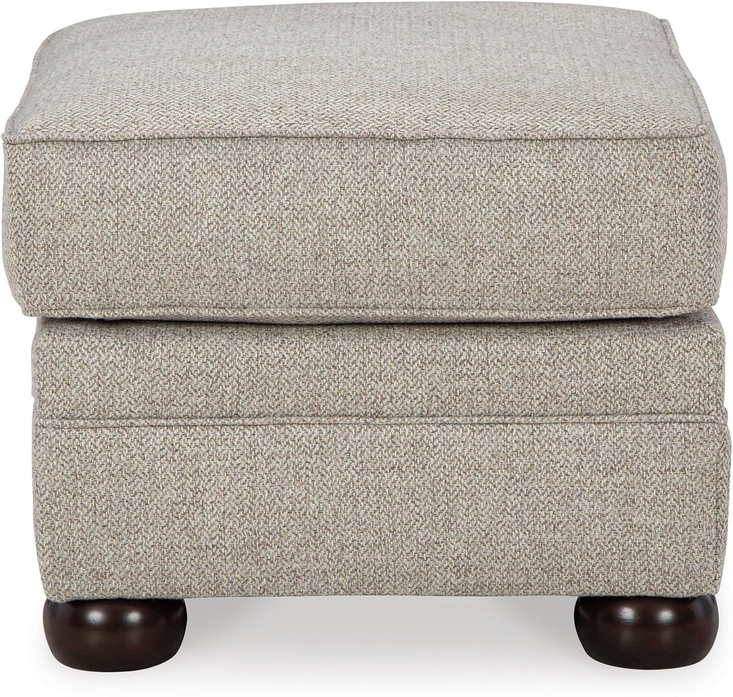 Rectangular Upholstered Ottoman Light Brown Bun Legs