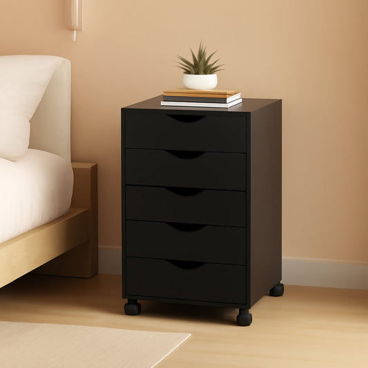 Five Drawer Multifunctional File Cabinet Black Industrial