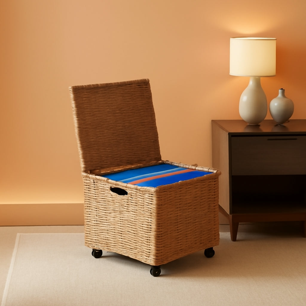 Rolling File Cabinet With Hanging Folders Natural Hyacinth