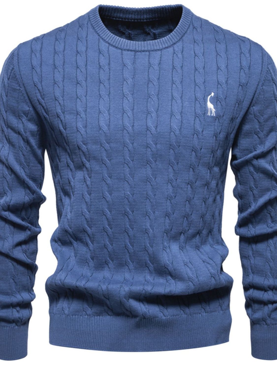 Cable-Knit Round Neck Long Sleeve Sweater