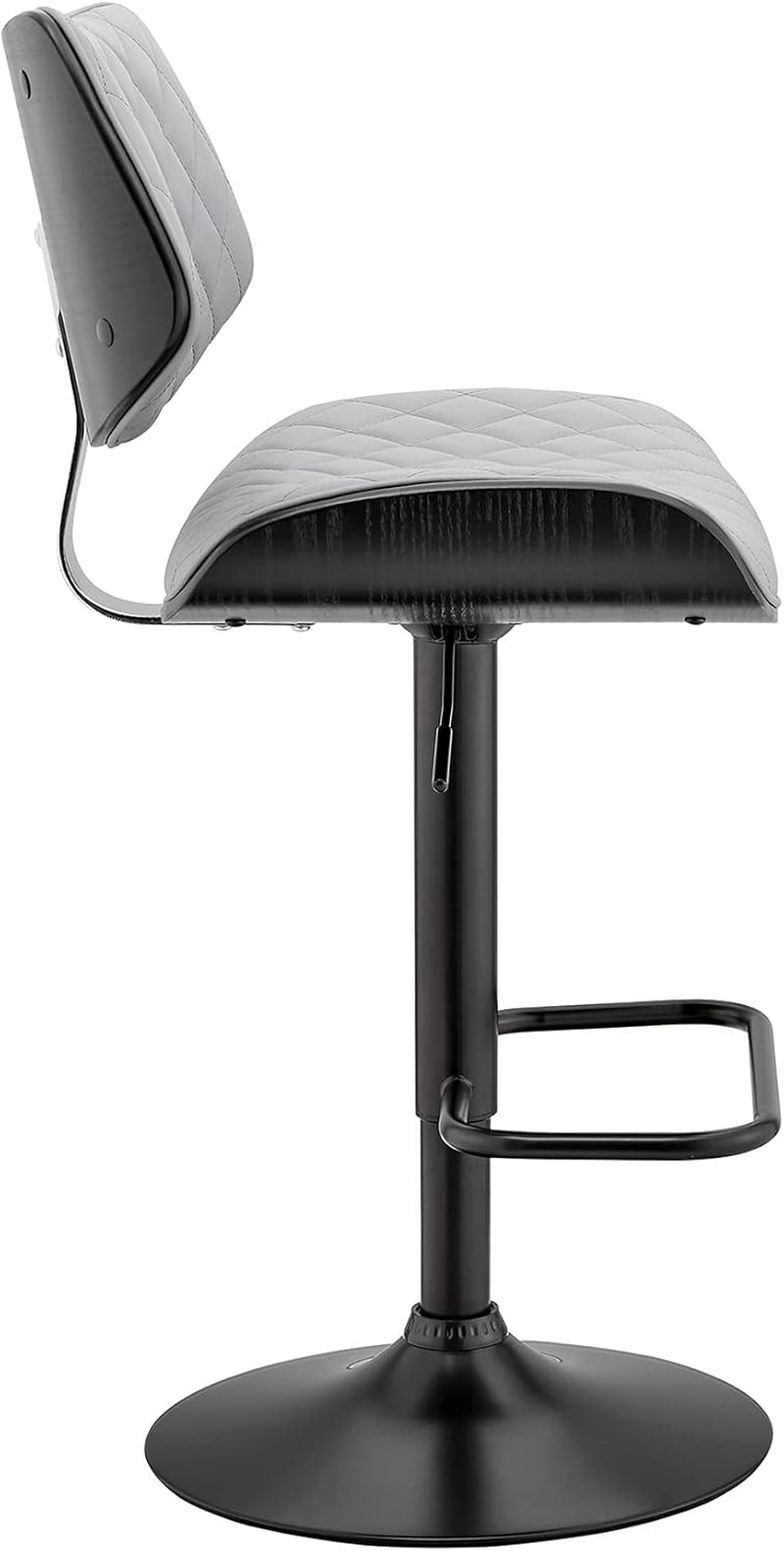 Grey Faux Leather Swivel Bar Stool With Adjustable Height