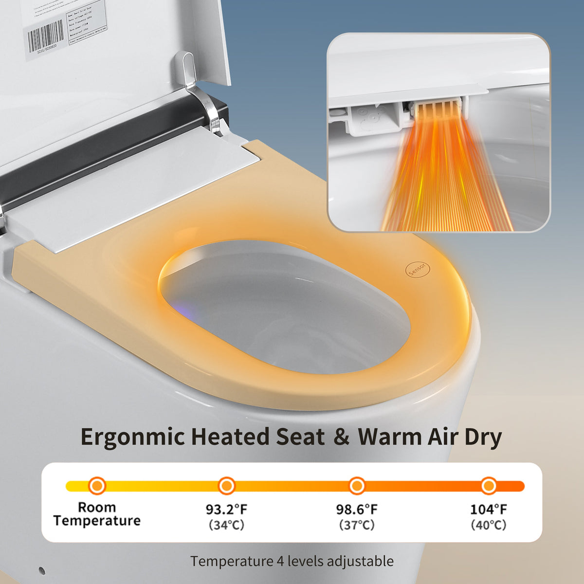 Smart Toilet with Built-in Bidet Seat