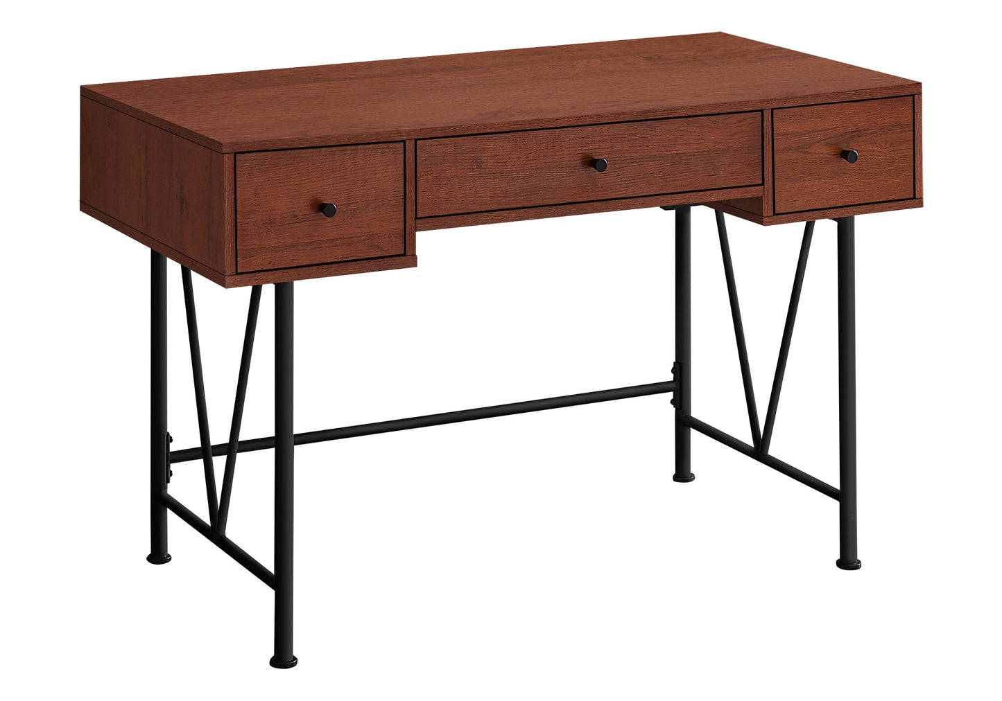 Computer Desk, Home Office, Laptop, Storage Drawers, 48'l, Work, Brown Laminate, Black Metal, Transitional