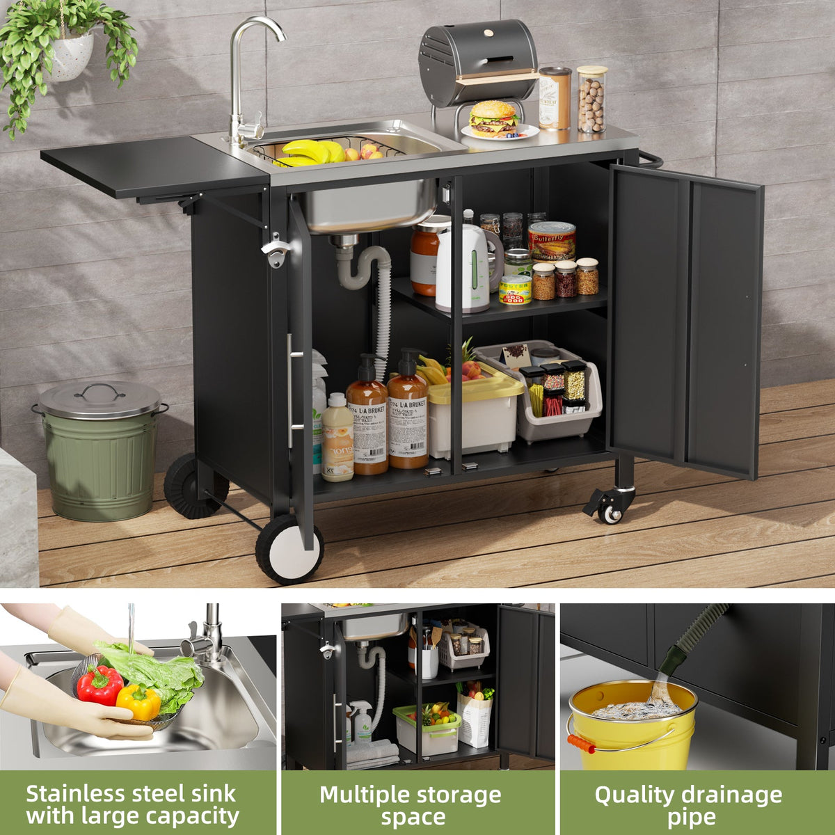 Outdoor Grill Table with Sink