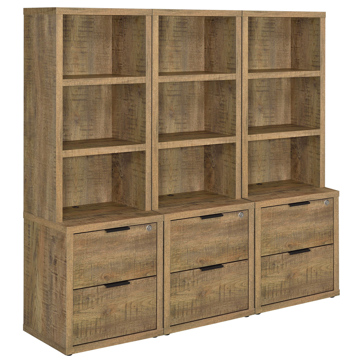 Geary Mango 3-Piece Wall Unit Bookcase Set with USB