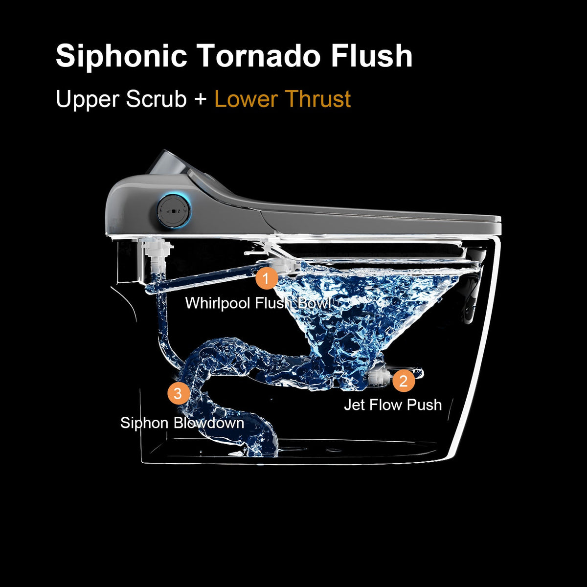 Smart Toilet Bidet Combo with Foot Sensor Open Cover/Seat