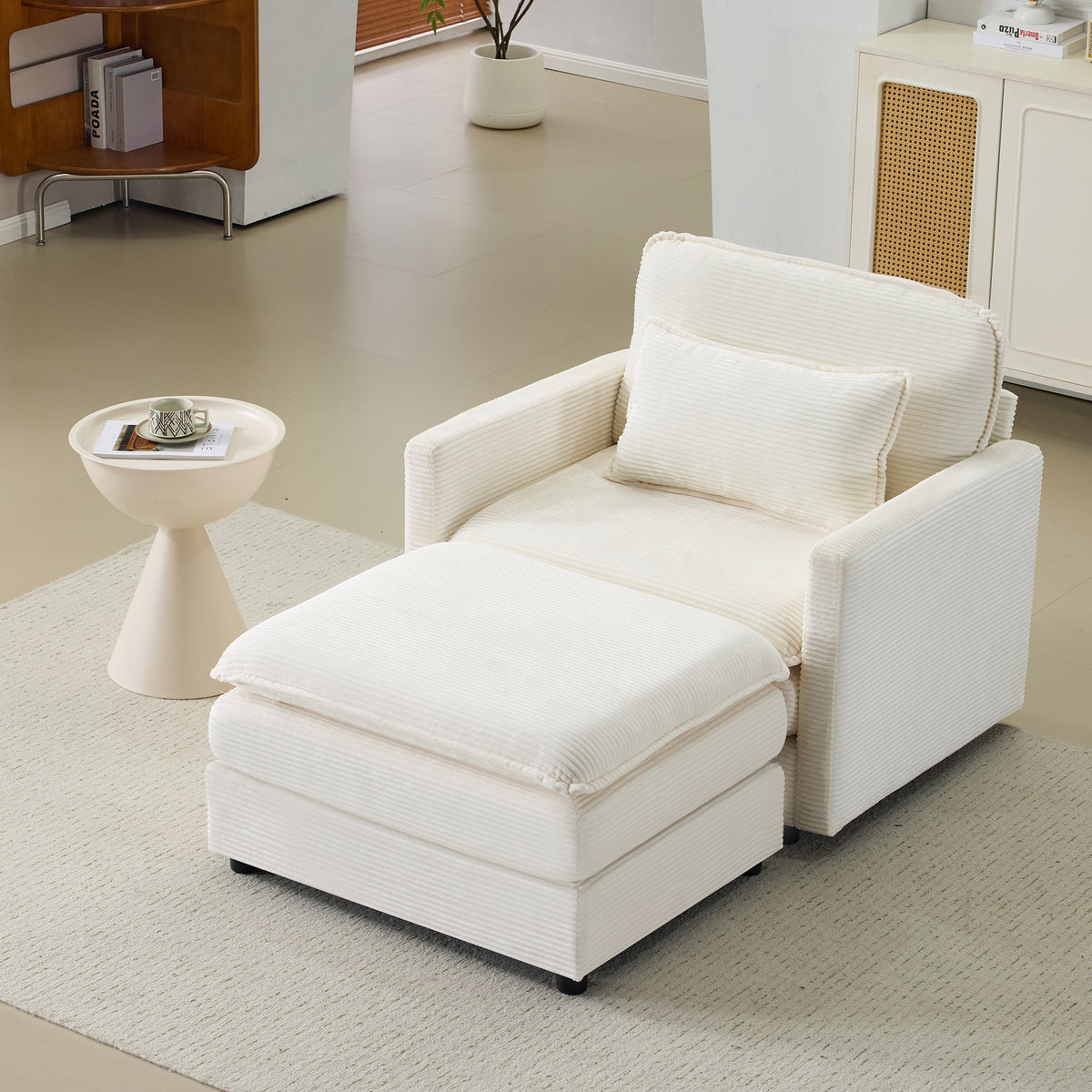 54" Plush Cloud Sofa: Modular Single + Ottoman Sofa with 22"