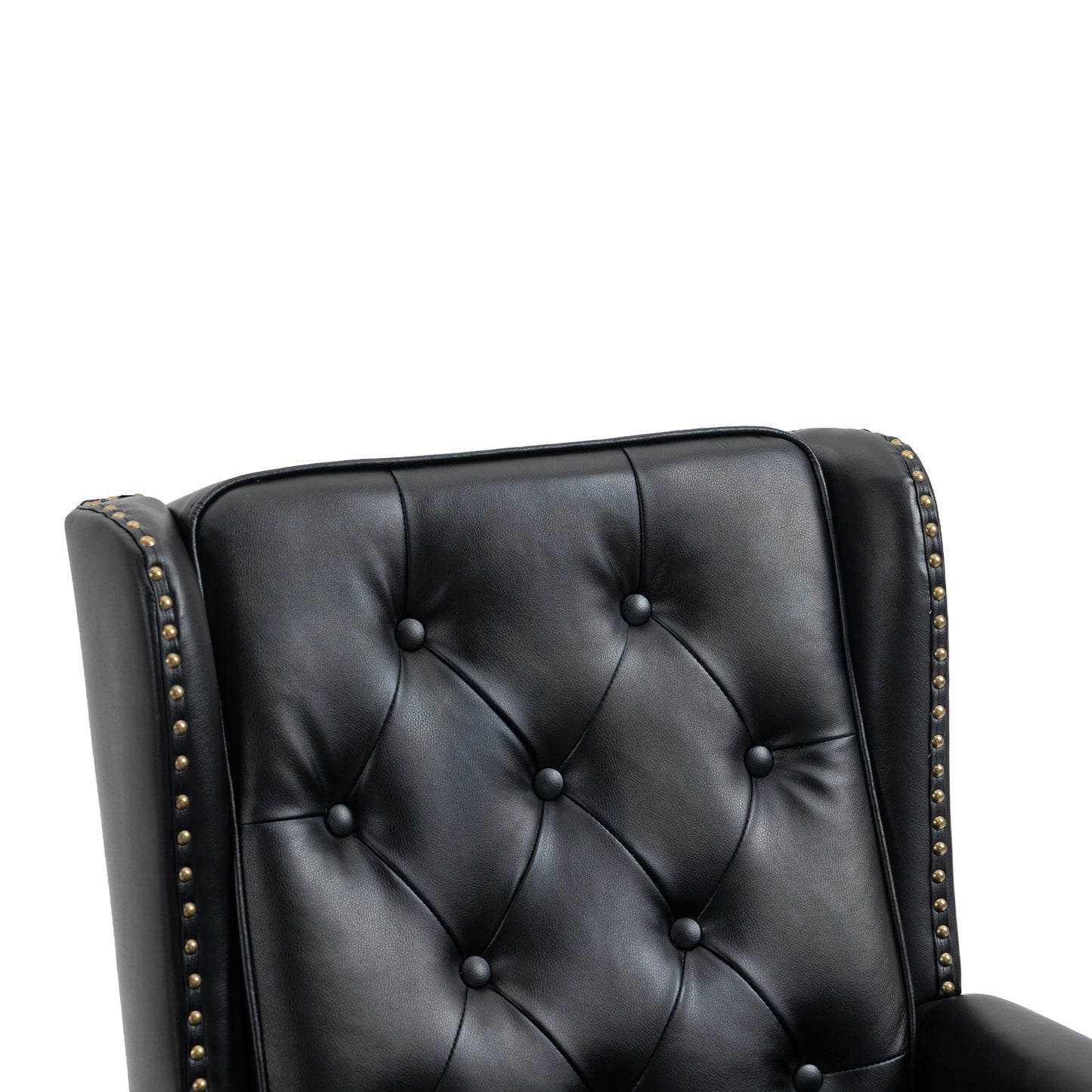 Modern Accent Armchair with Black PU Leather and Wood Legs