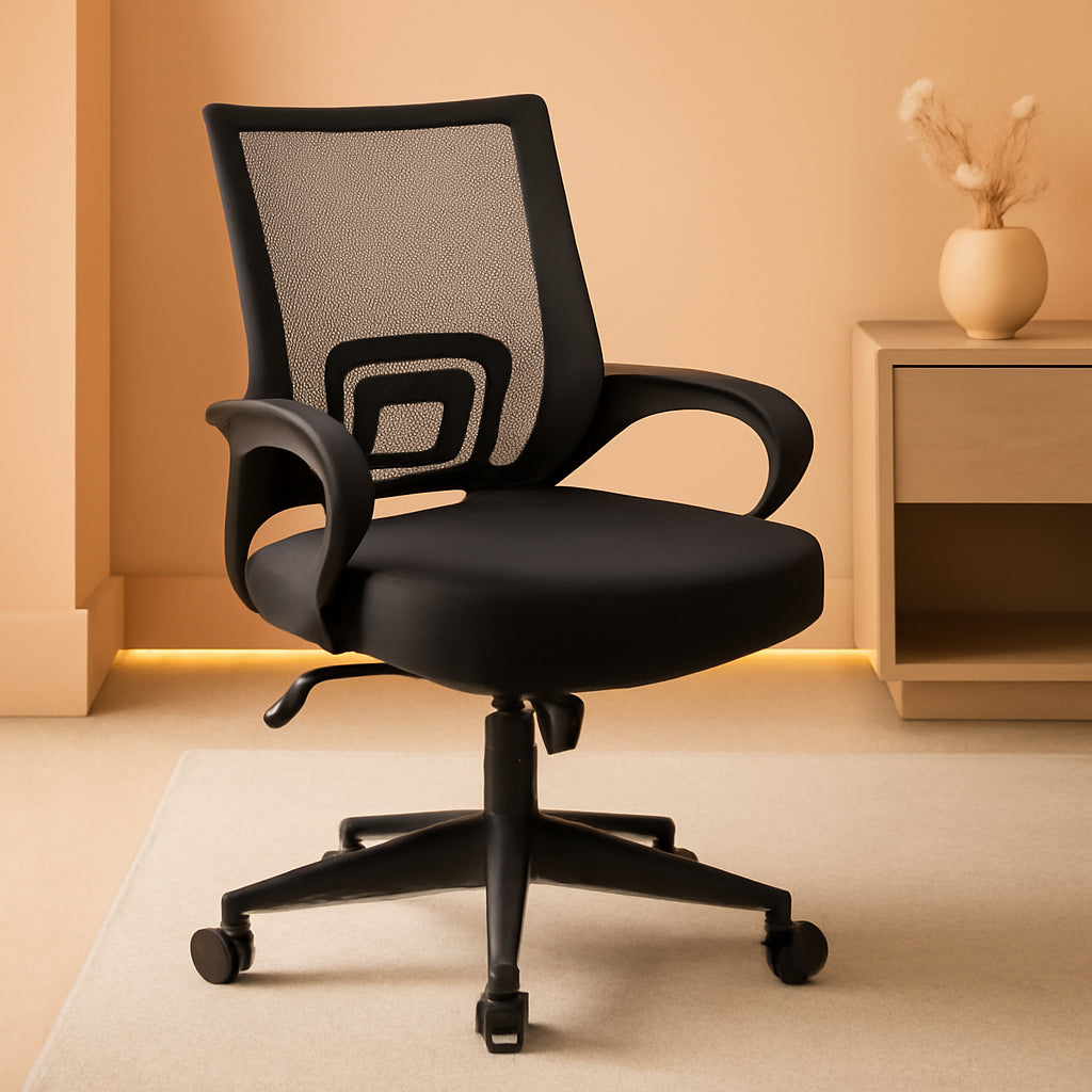 Ergonomic Mesh Office Chair Black Height Adjustable 2 Pack