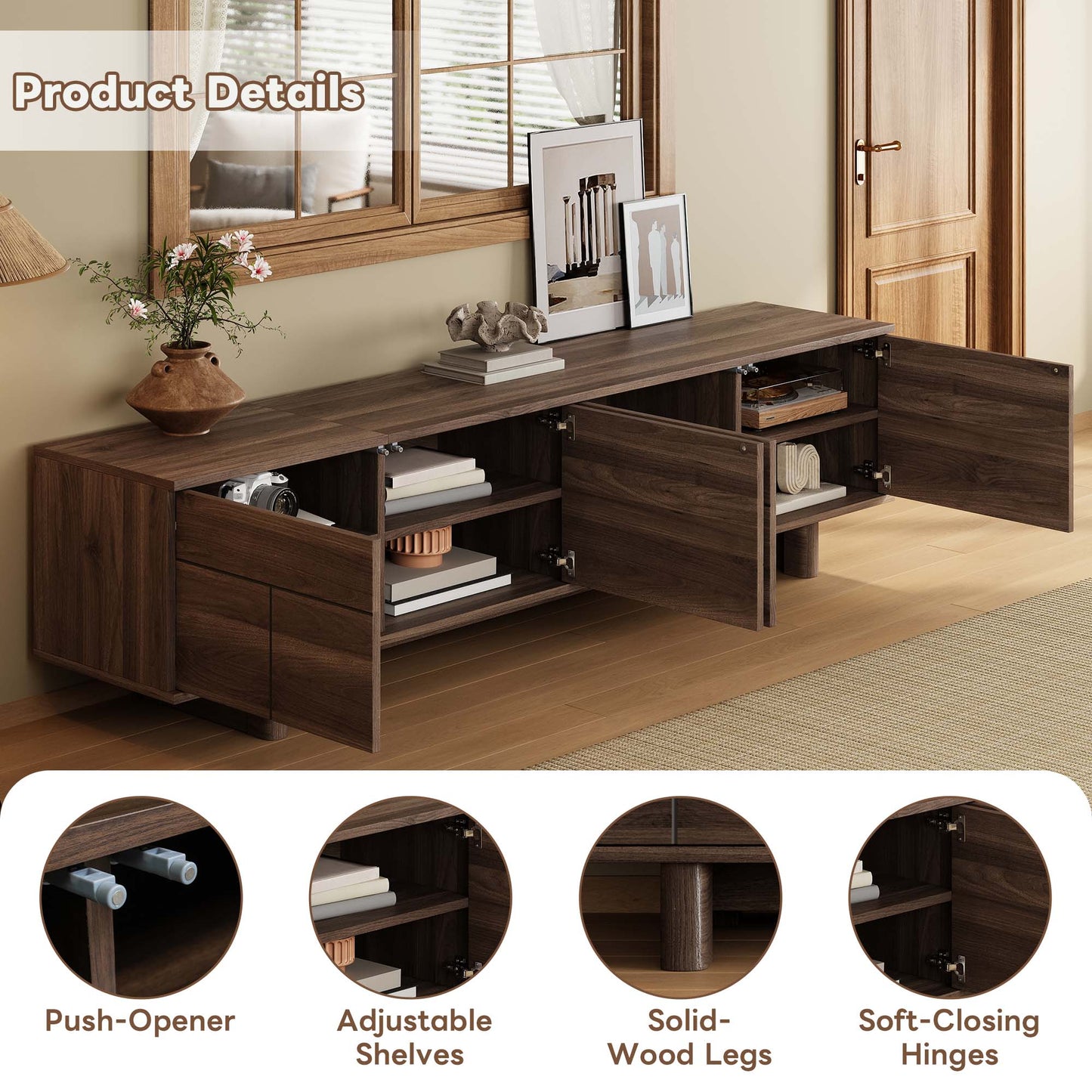 78 Inch Modern TV Stand for TVs Up to 85 Inches