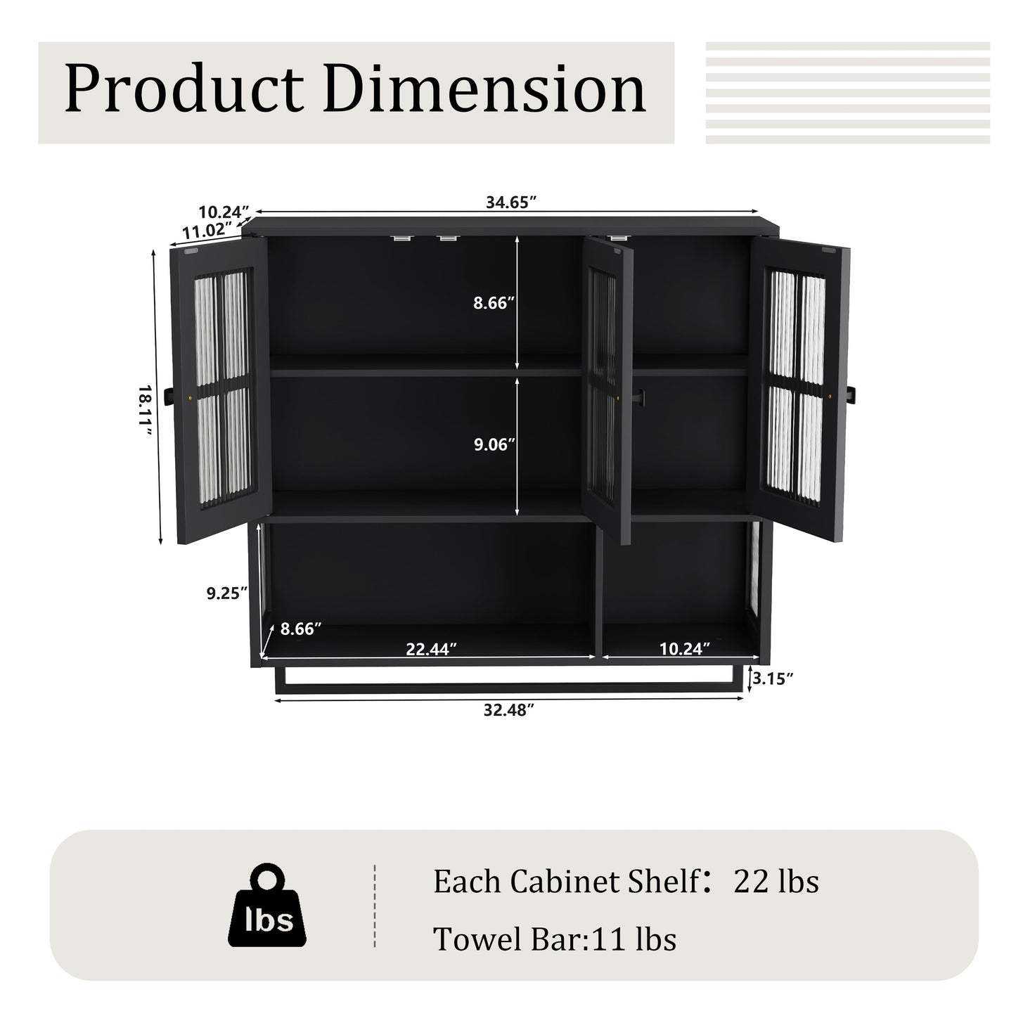 Bathroom Wall Cabinet with Open and Hidden Storage