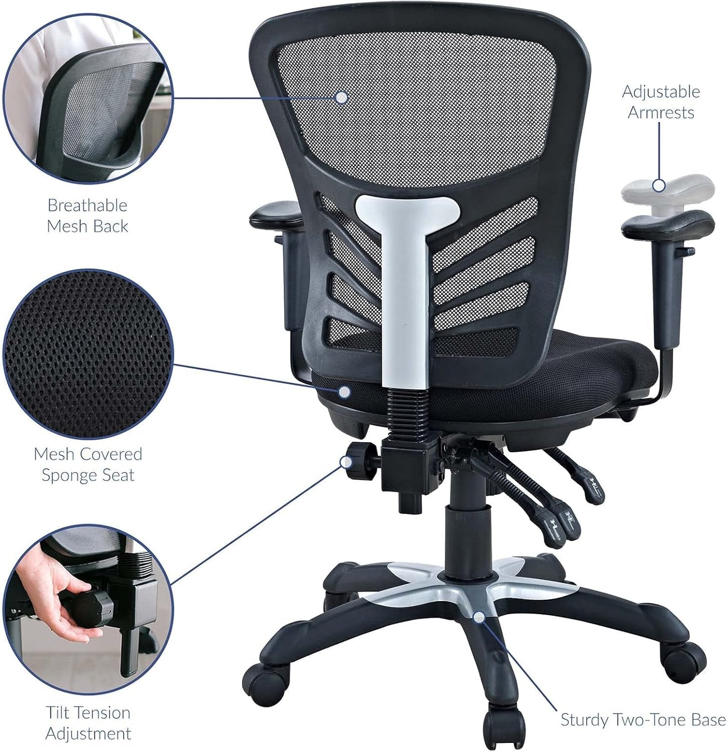 Articulate Ergonomic Mesh Office Chair Black Lumbar Support