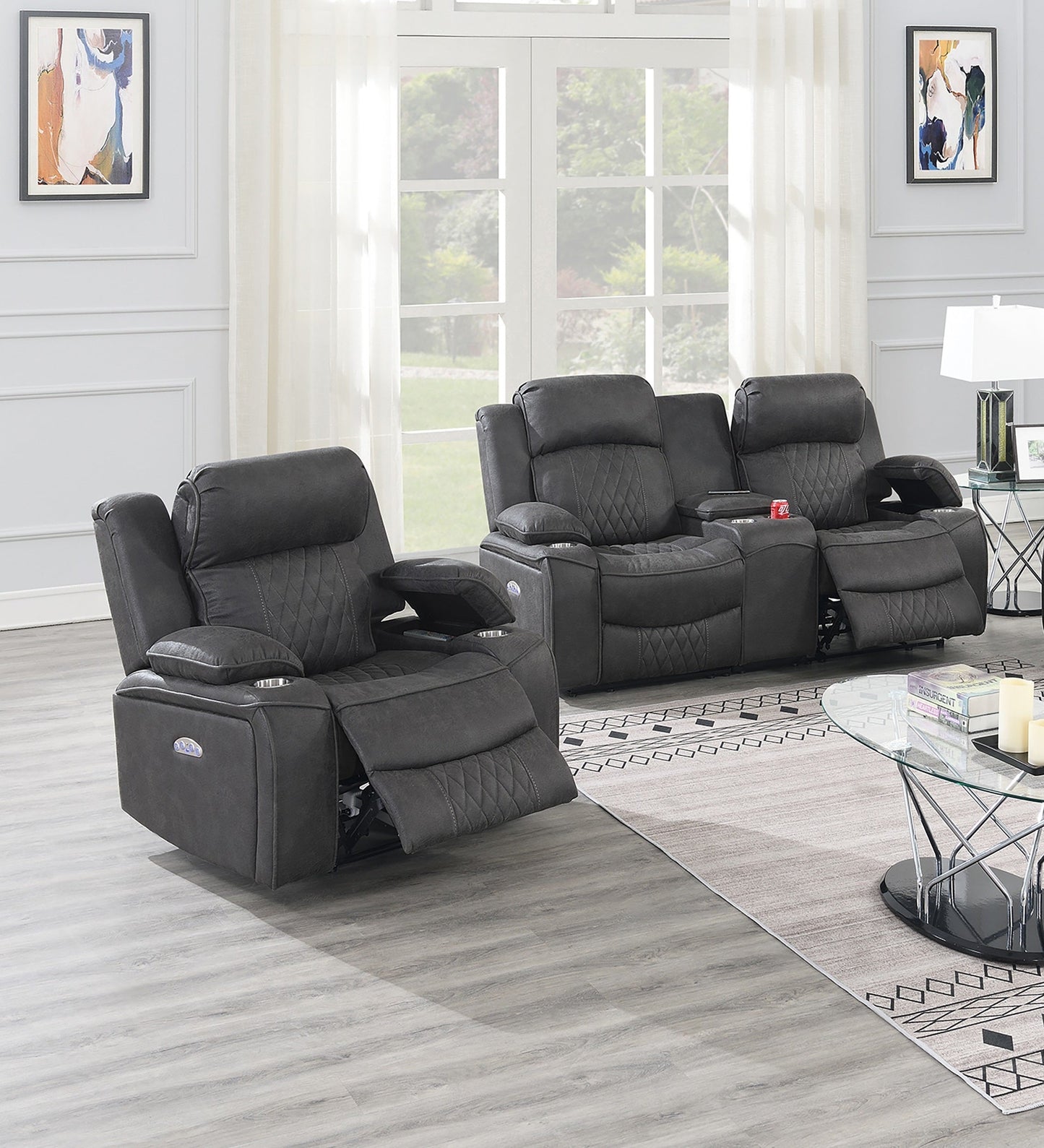 Contemporary Style Power Motion Living Room Set