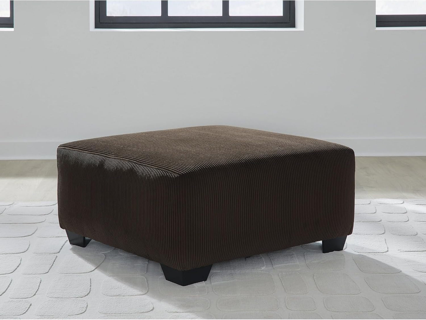 Ottoman Dark Brown Textured Stripe Statement Piece