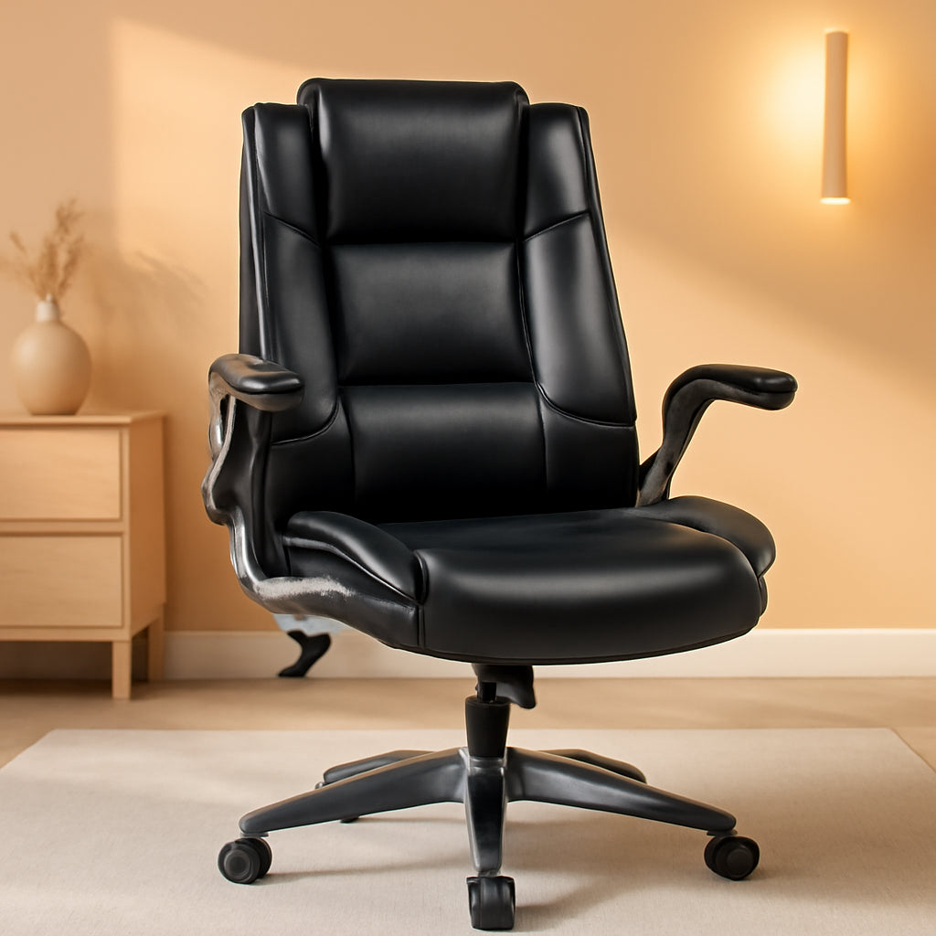 Bonded Leather Executive Office Chair Black High Back