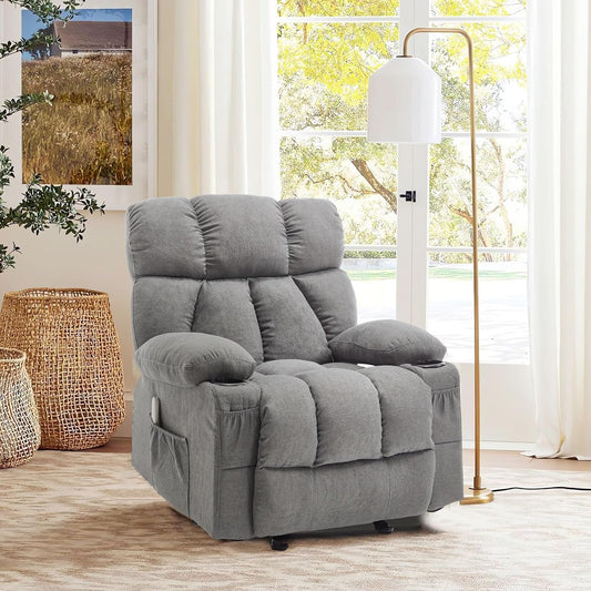Massage Rocker Recliner Chair With Heat And Vibration Grey