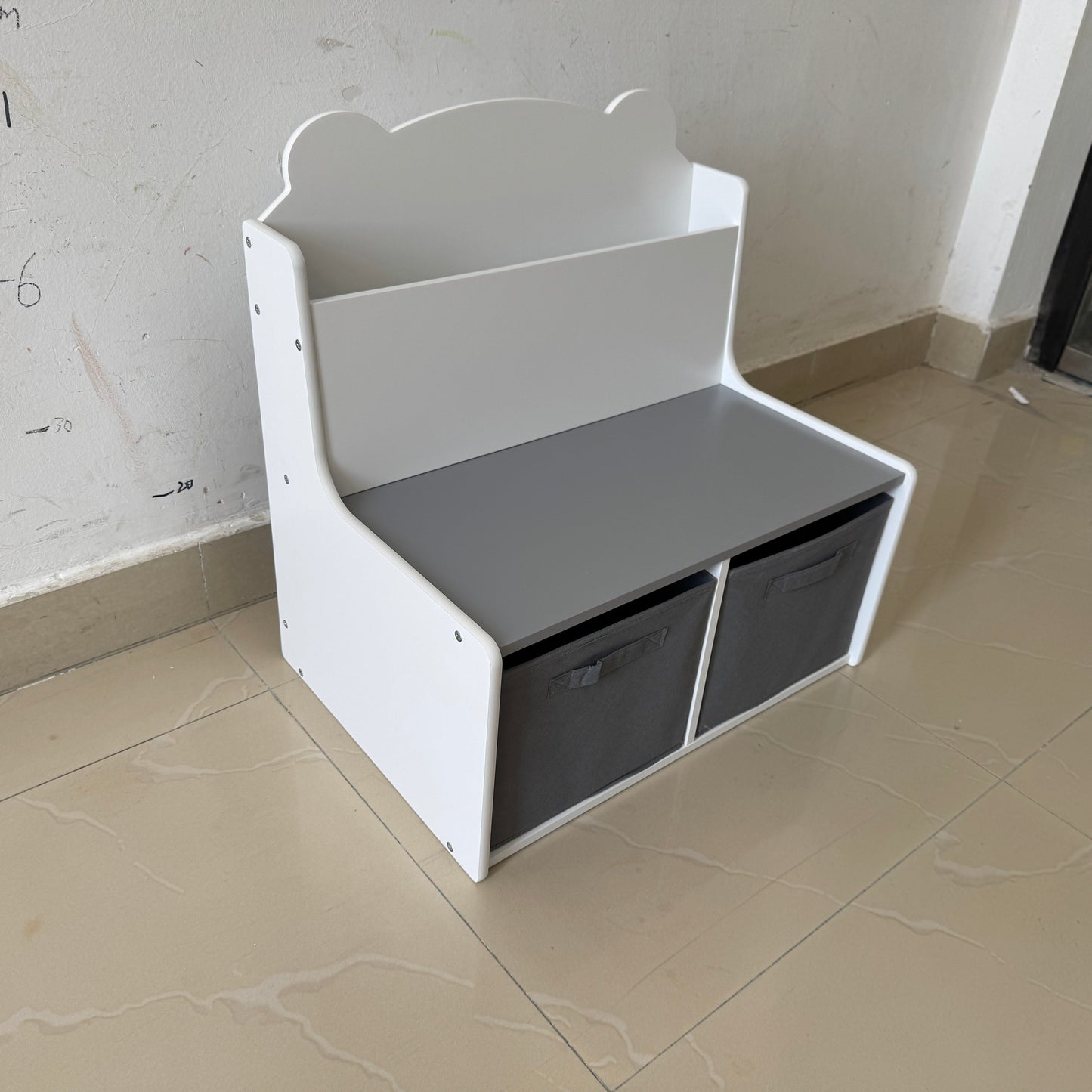 Kids Bookshelf with Storage Bins