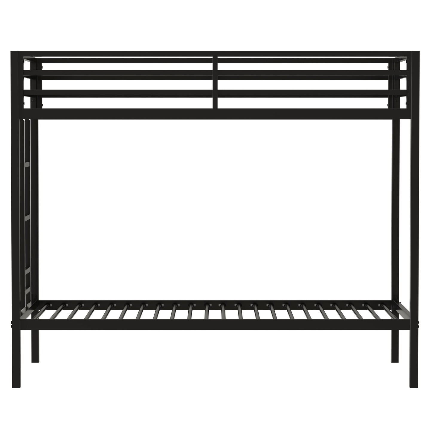 Adam Sturdy Twin Over Twin Bunk Bed Metal Black for Kids and Adult, Twin Over Twin Bunk Bed with Ladder and Guardrails, Easy Climbing, Beds for Bedroom