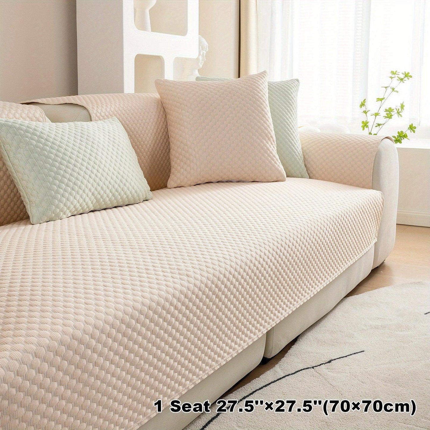 Breathable Ice Silk Light Gray Couch Cover - Cooling & Anti-Scratch