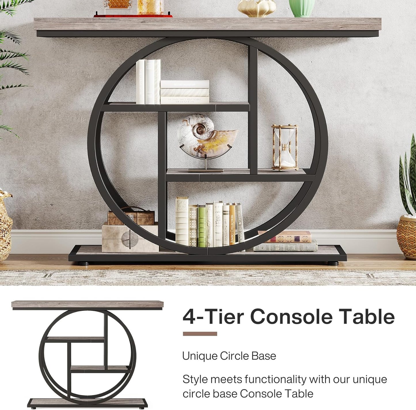 41.3" Industrial Console Table, 4-Tier