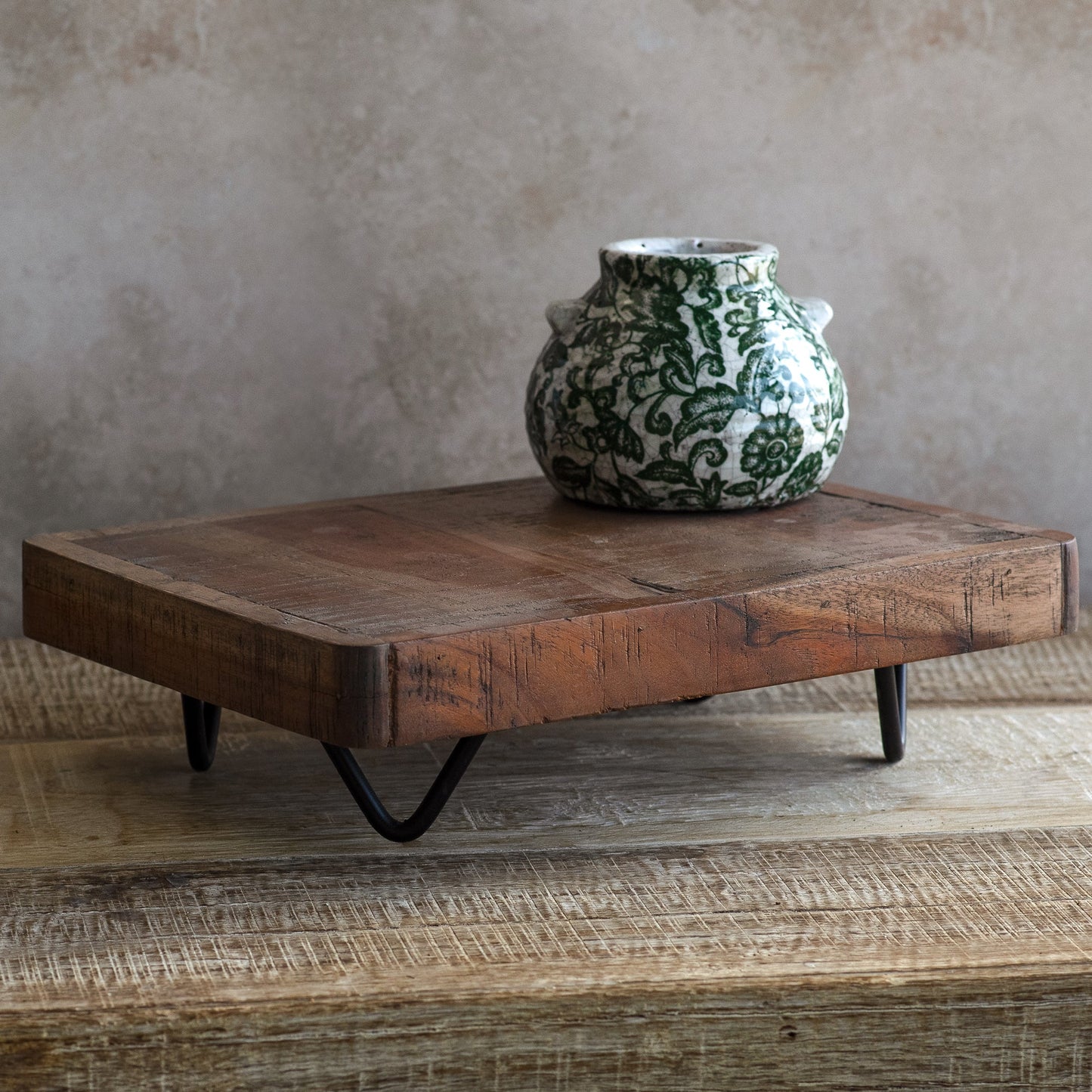 Rustic Wood Display Riser with Hairpin Legs