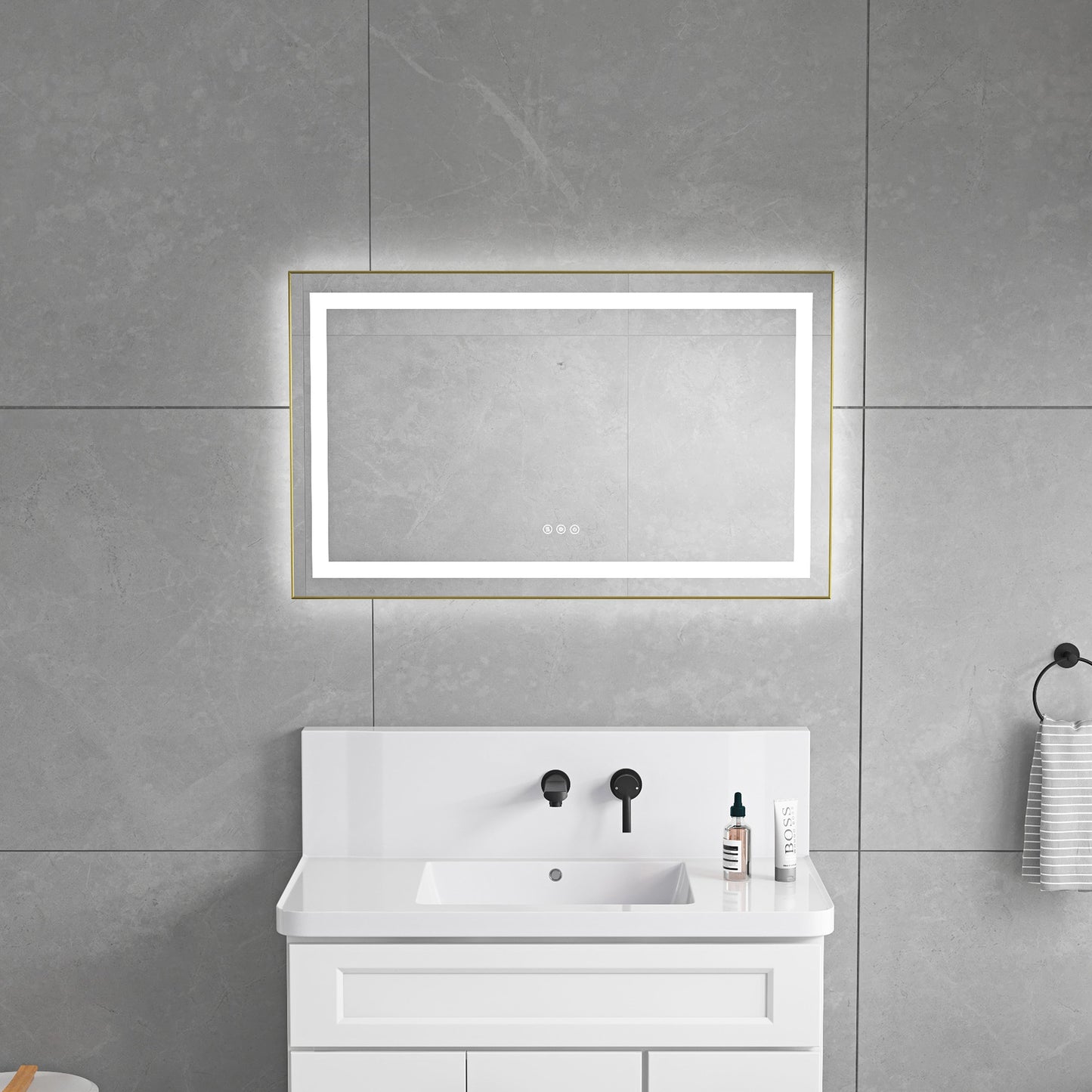 40 x 24 Inch LED Bathroom Mirror with Front and Backlight