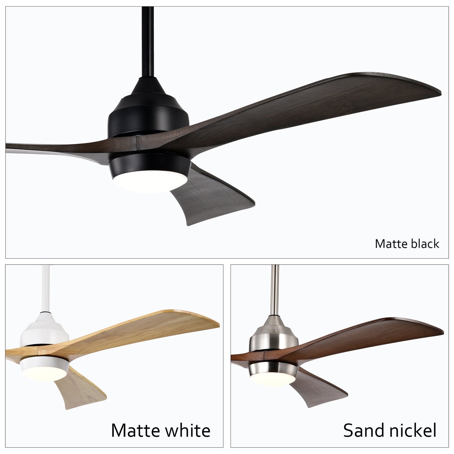 52" Solid Wood Blades Ceiling Fan with Lights Remote Control