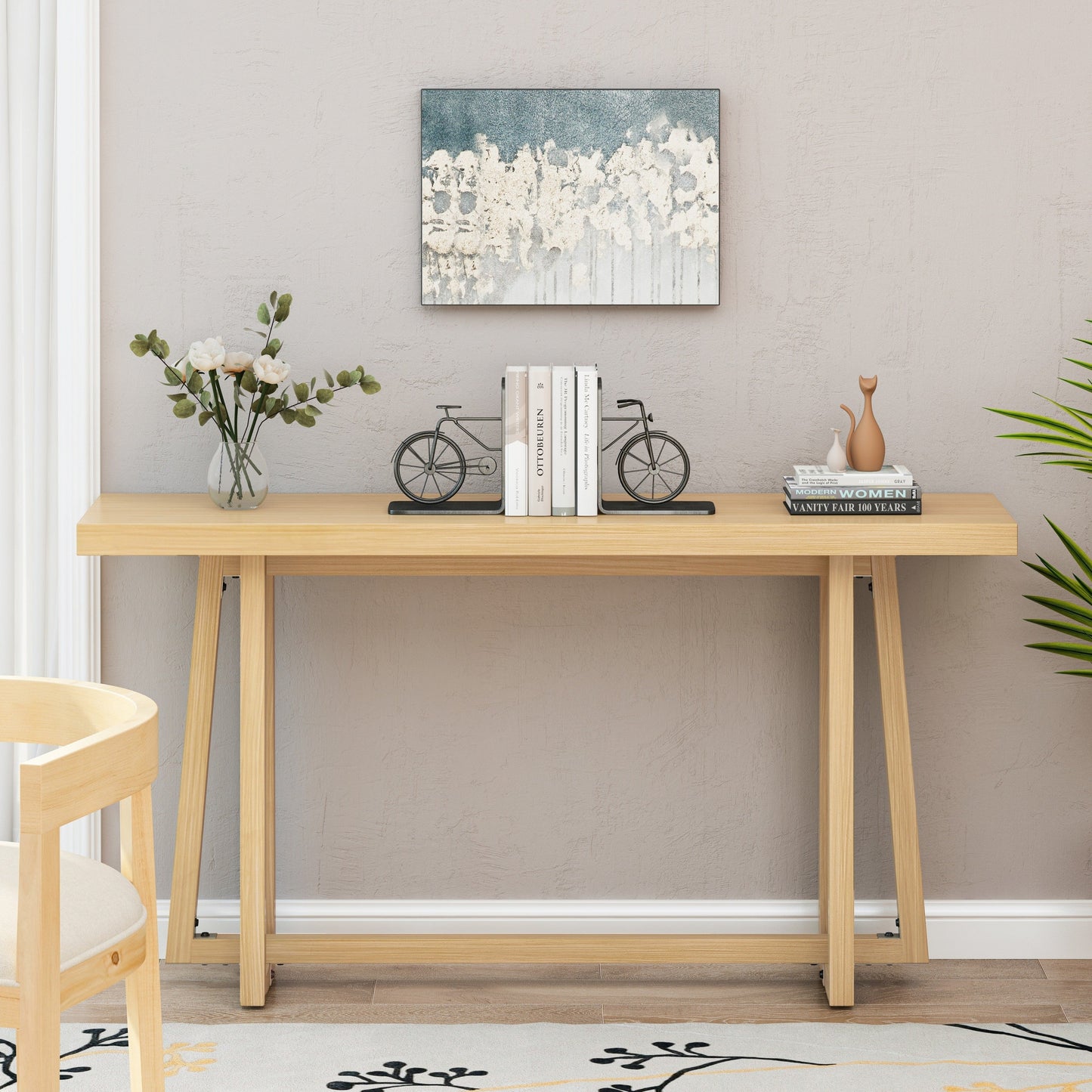 59.84" Console Table - Natural Finish