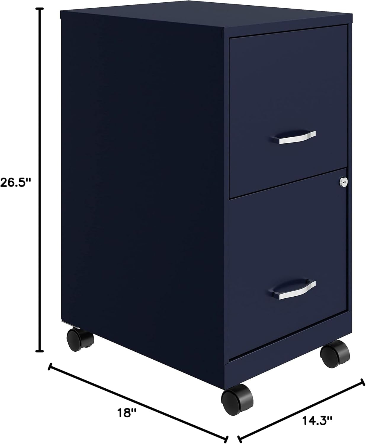 Mobile File Cabinet Navy With Two Locking File Drawers