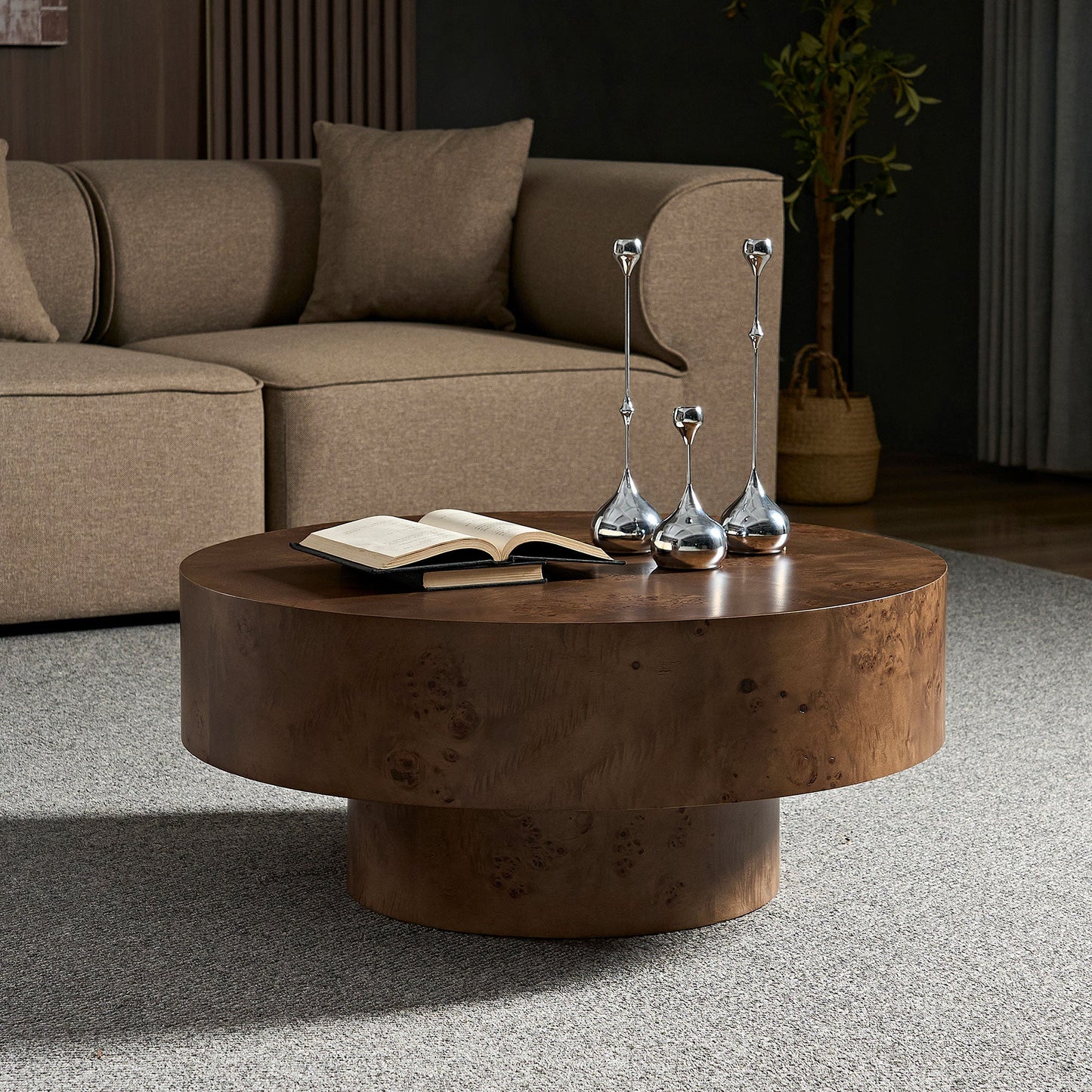 Burl Wood Veneer Coffee Table - 31.49'' Essentials