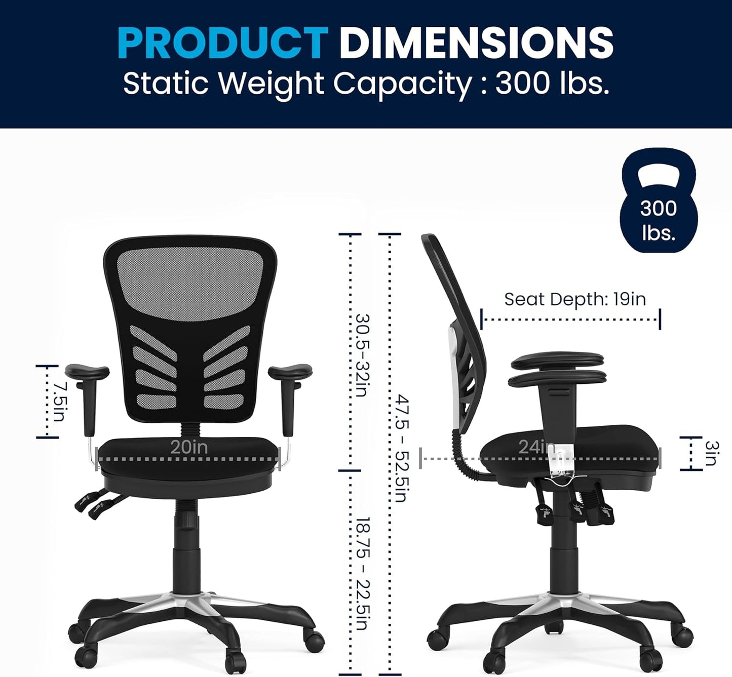 Ergonomic Mesh Office Chair With Adjustable Lumbar Black