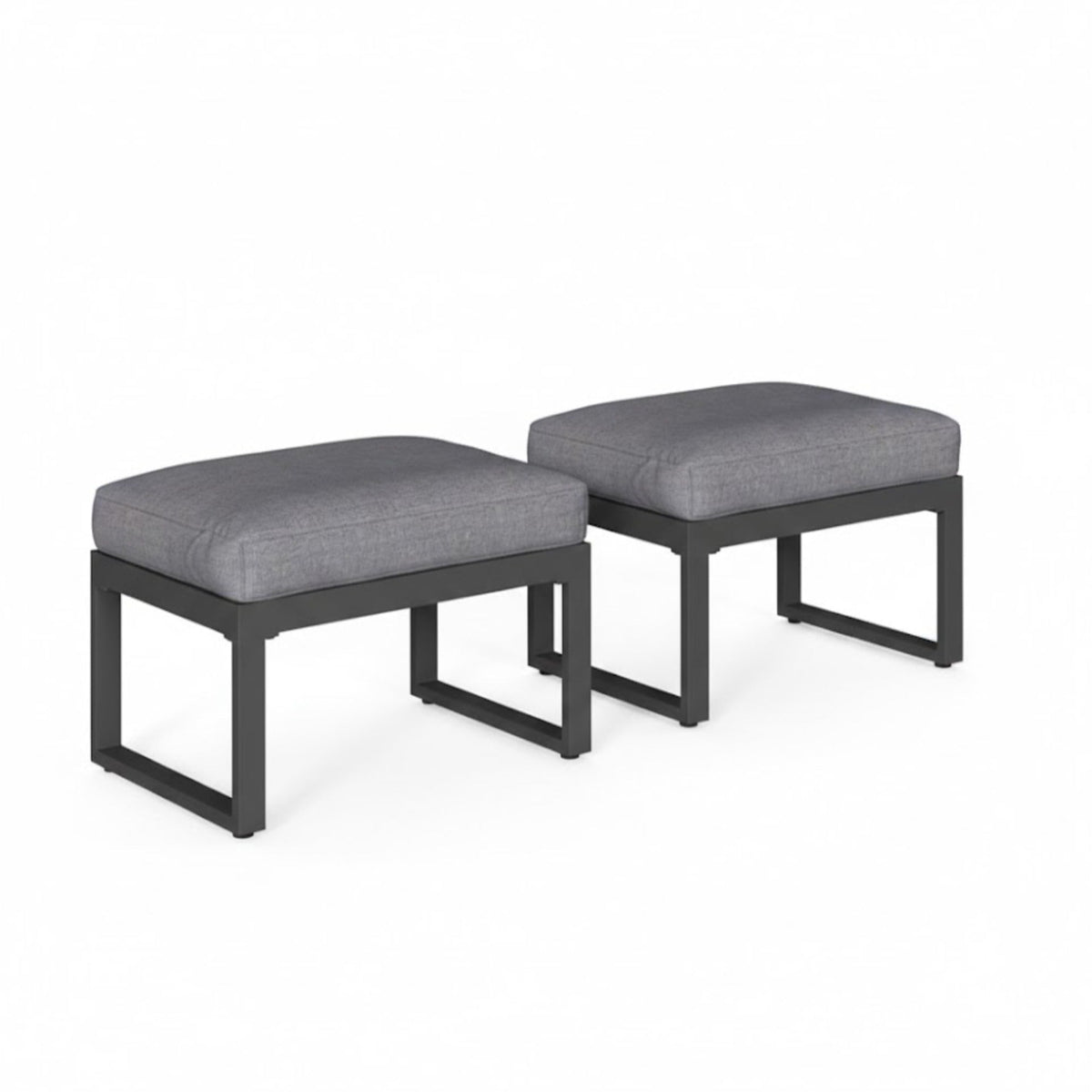 Set of 2 26" All-Weather Aluminum Patio Ottomans Footrests