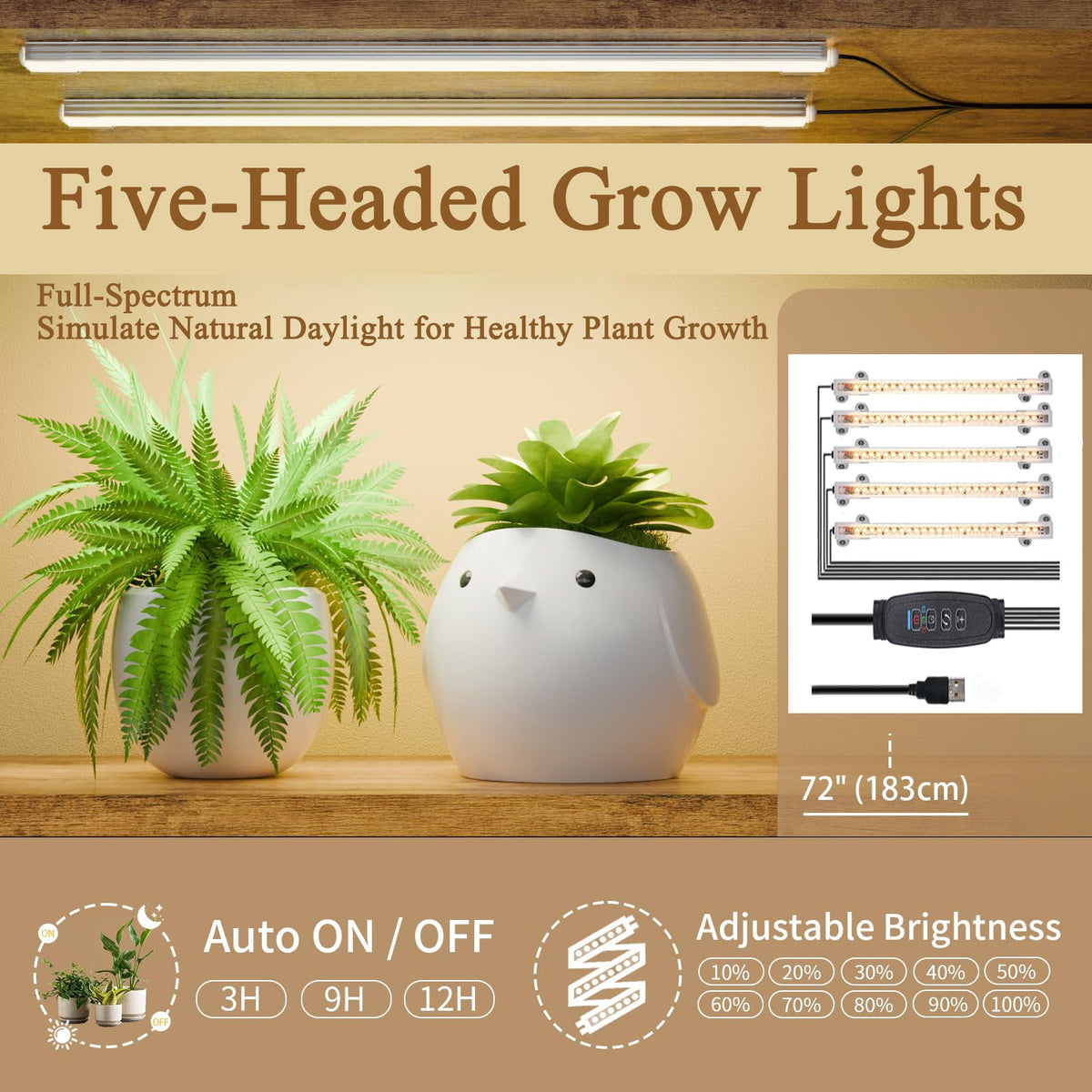 8-Tiered Indoor Plant Stand with Grow Lights