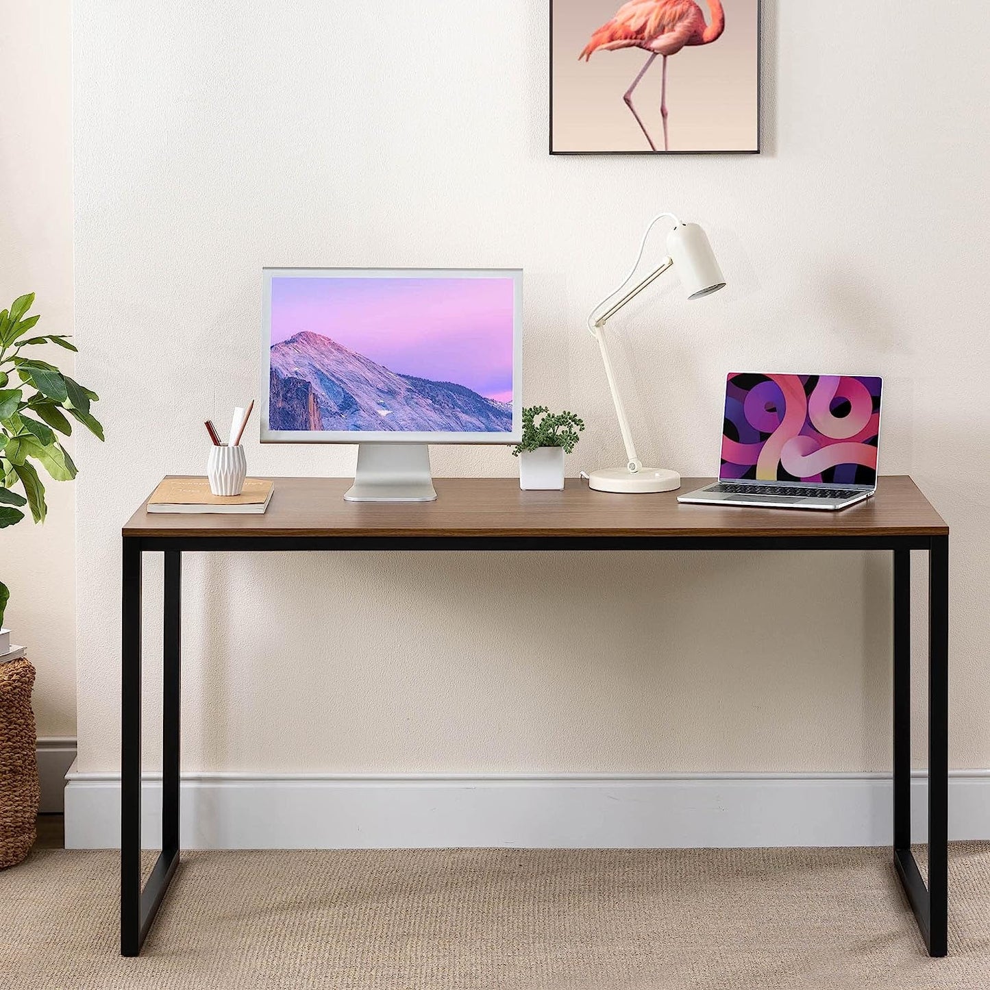 Black Frame Office Desk With Easy Assembly And Sturdy Build