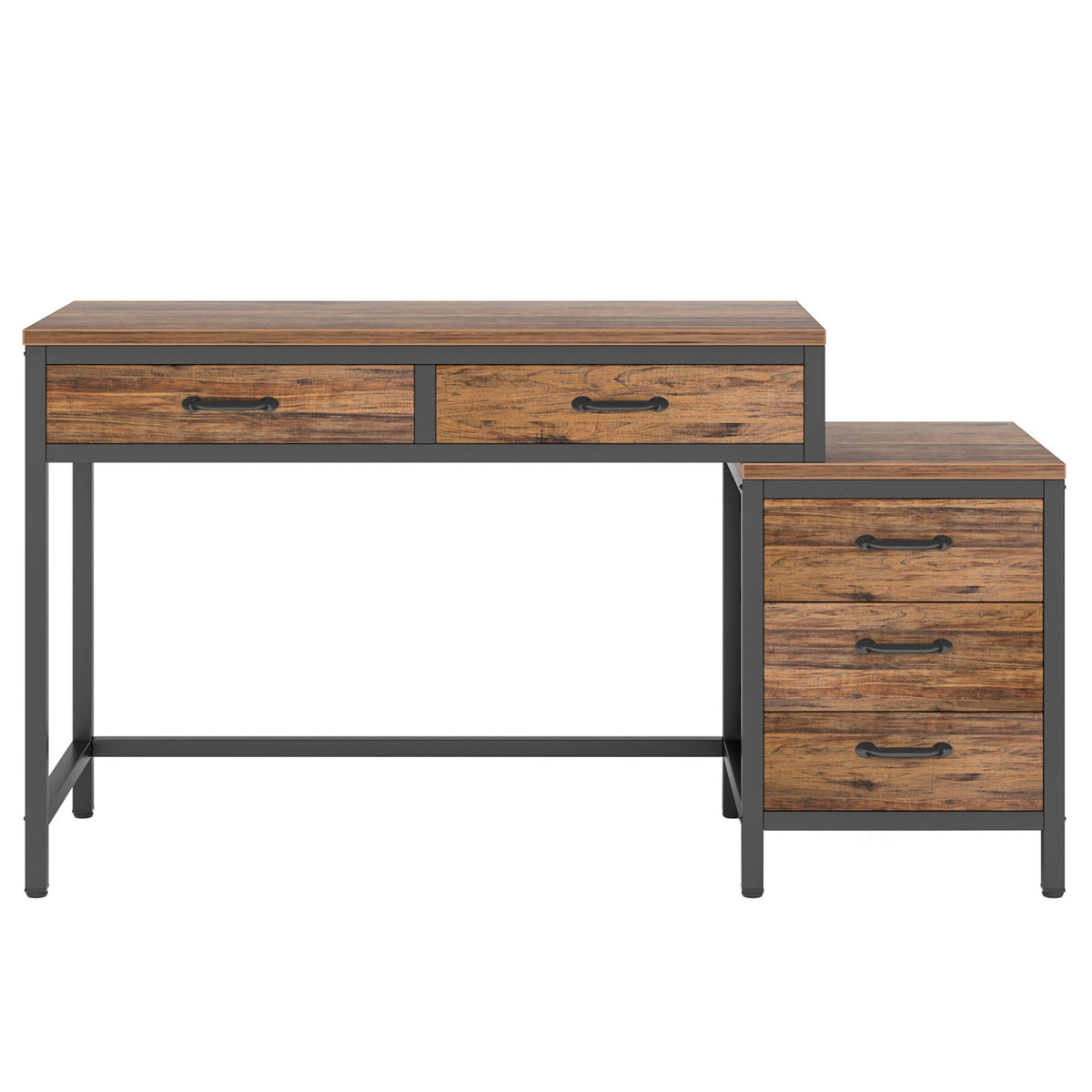 51" Reversible Computer Desk with 5 Drawers and File Cabinet